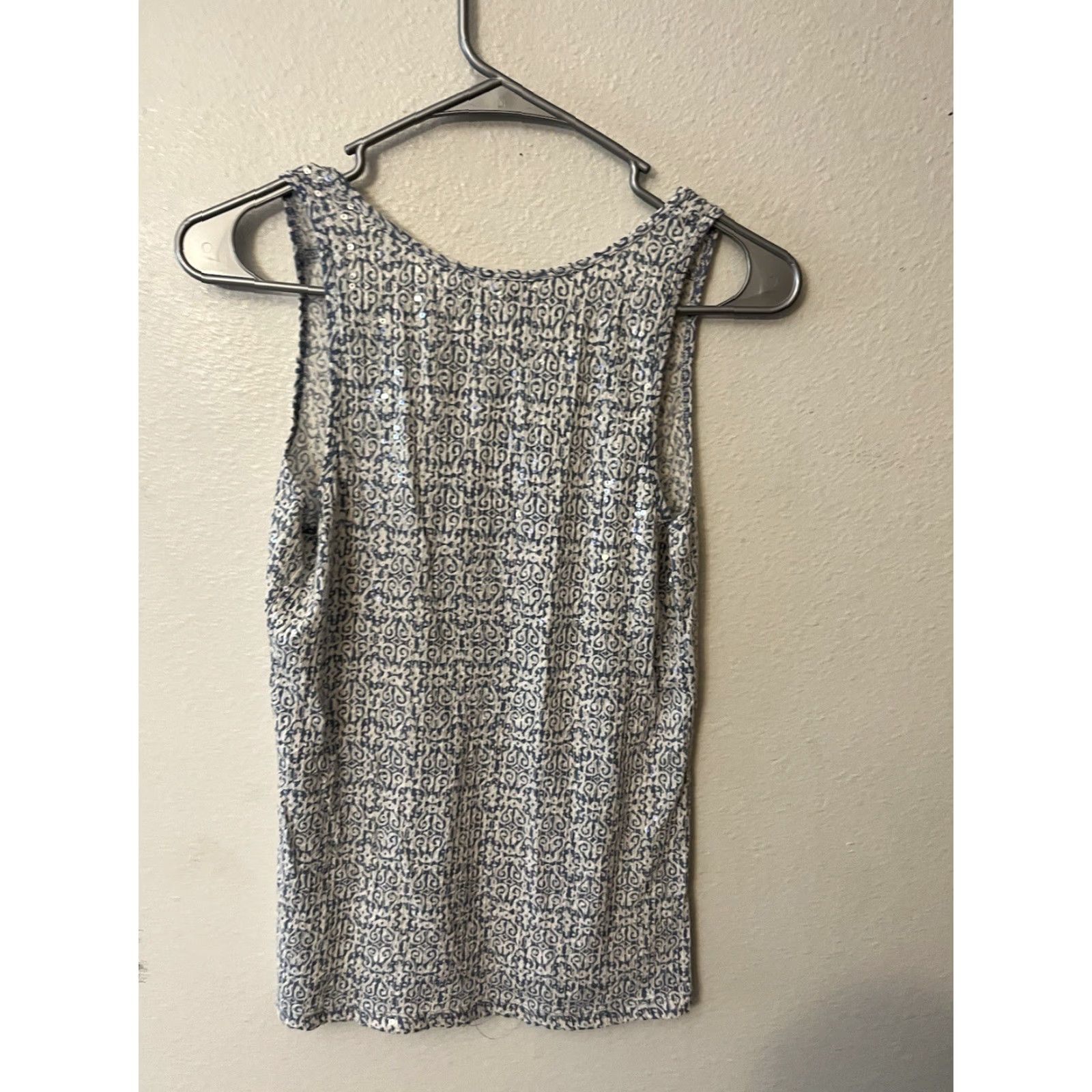 J.Crew J Crew Tank Top Sunlit Sequin Print Blue White Size Small Womens #67688 EUC Size S / US 4 / IT 40 - 3 Thumbnail