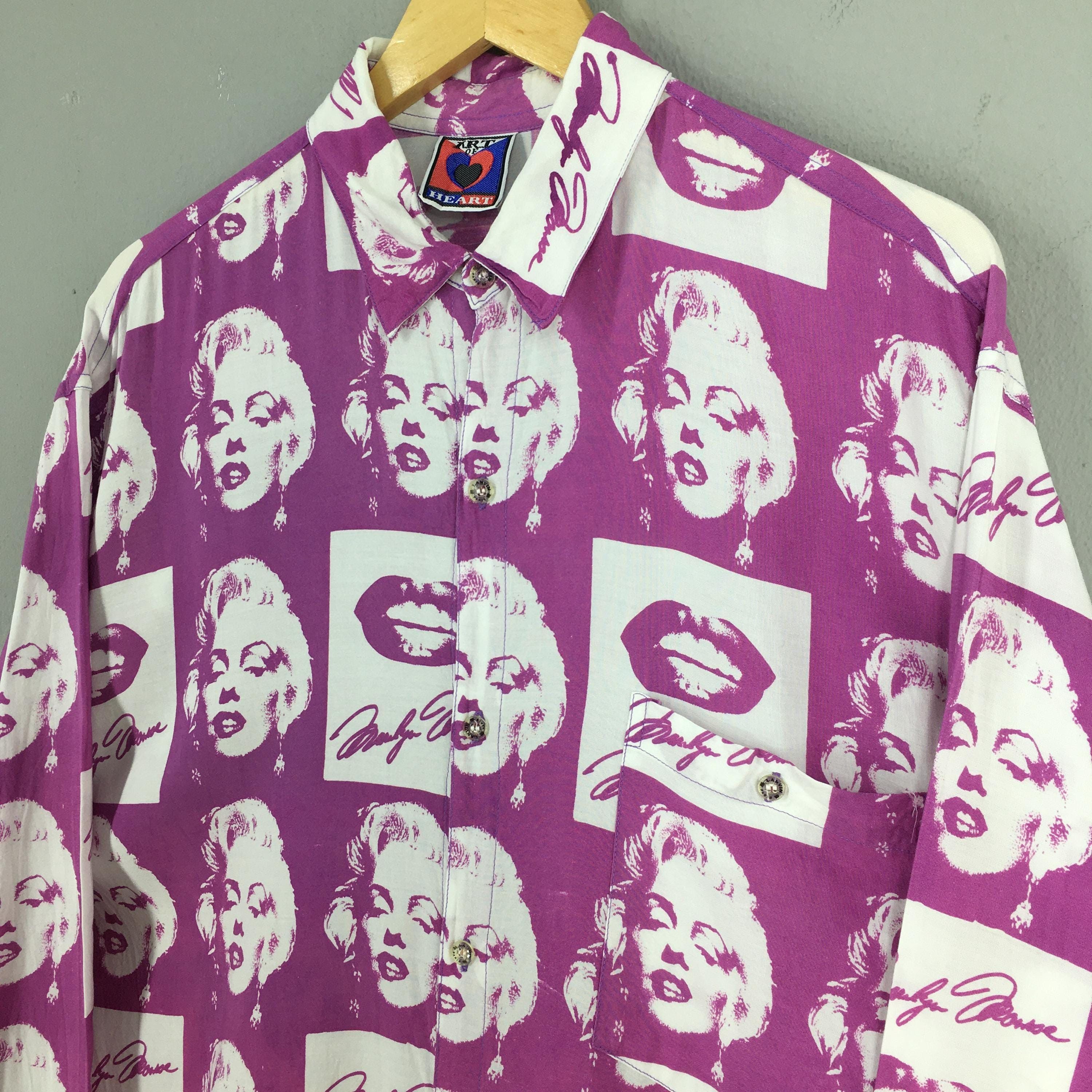 Other Vintage 90s Iconic Marilyn Monroe Pink Rayon Shirt Large Size US L / EU 52-54 / 3 - 3 Thumbnail