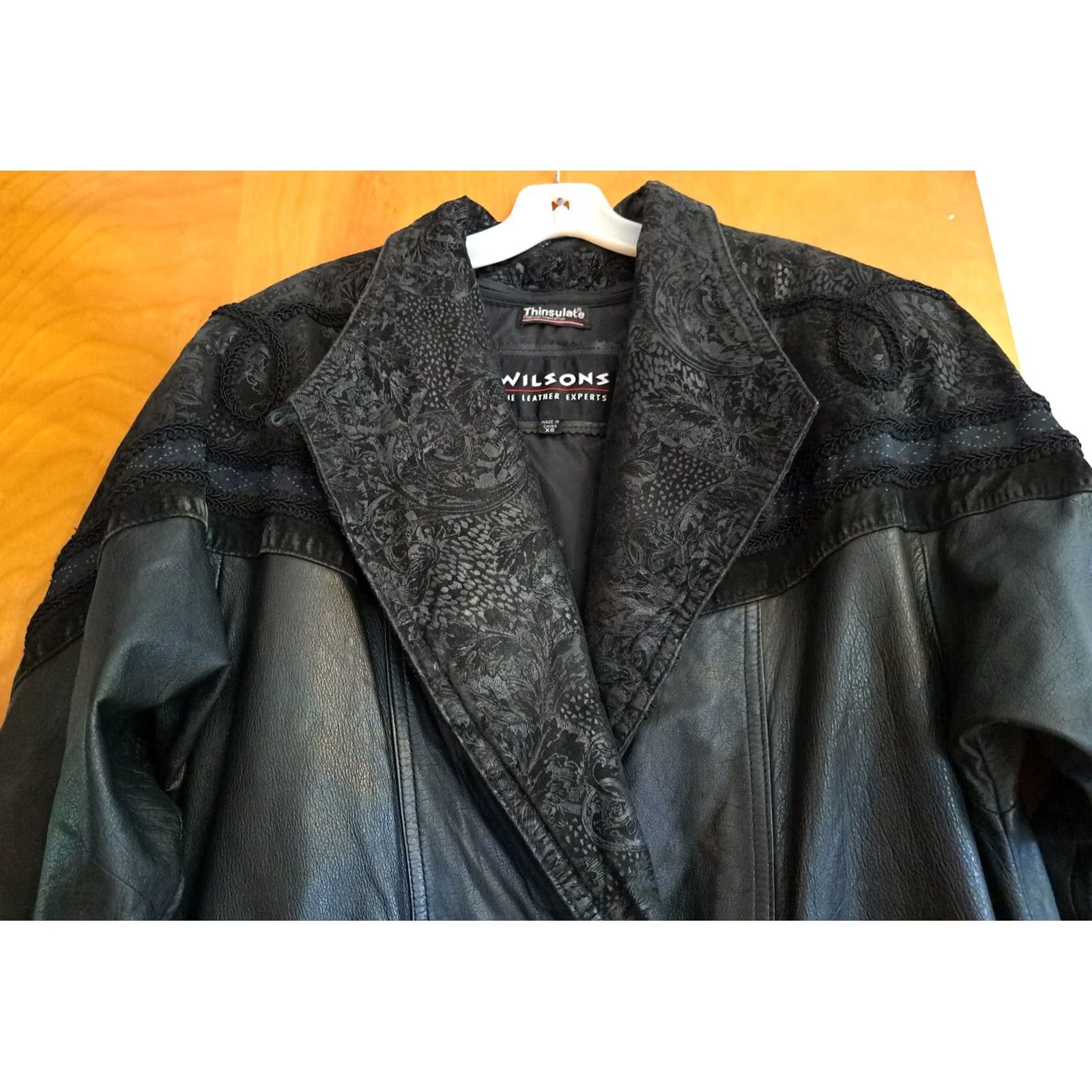 Wilson Wilson Coat Women Long Black Suede Embroidered Leather X-Small Trench Bohemian Party/Cocktail Size XS / US 0-2 / IT 36-38 - 2 Thumbnail
