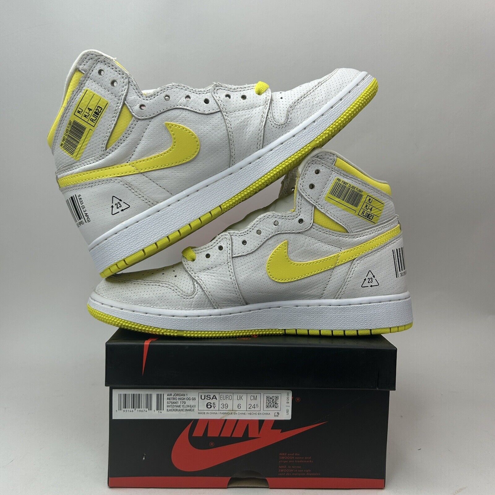 Nike Nike Air Jordan 1 High Retro GS “First Class Flight” 2023 Size US 8 / IT 38 - 3 Thumbnail