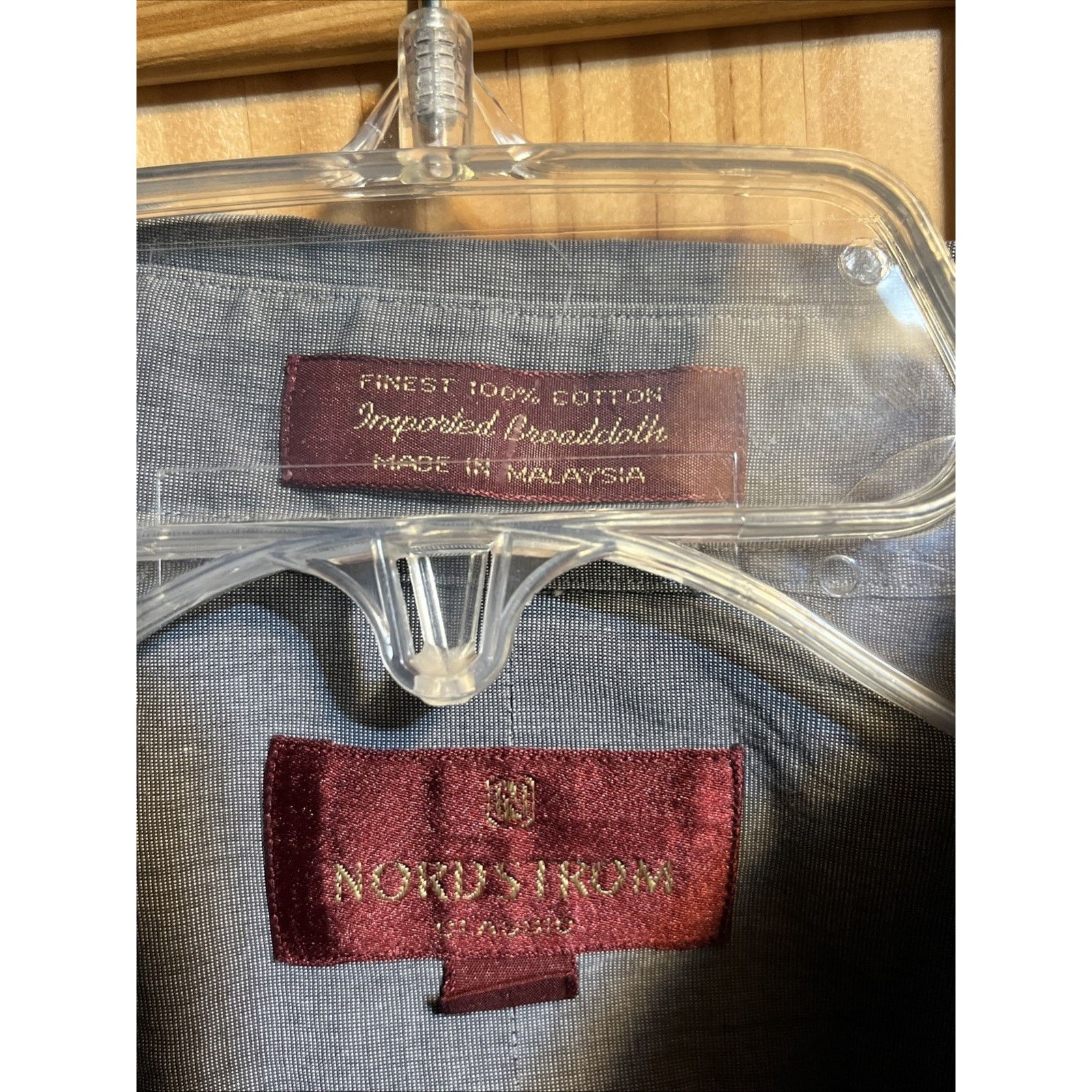 Nordstrom Nordstrom Mens 15 34 Gray LS Broadcloth Cotton Shirt Classic Size US L / EU 52-54 / 3 - 3 Thumbnail
