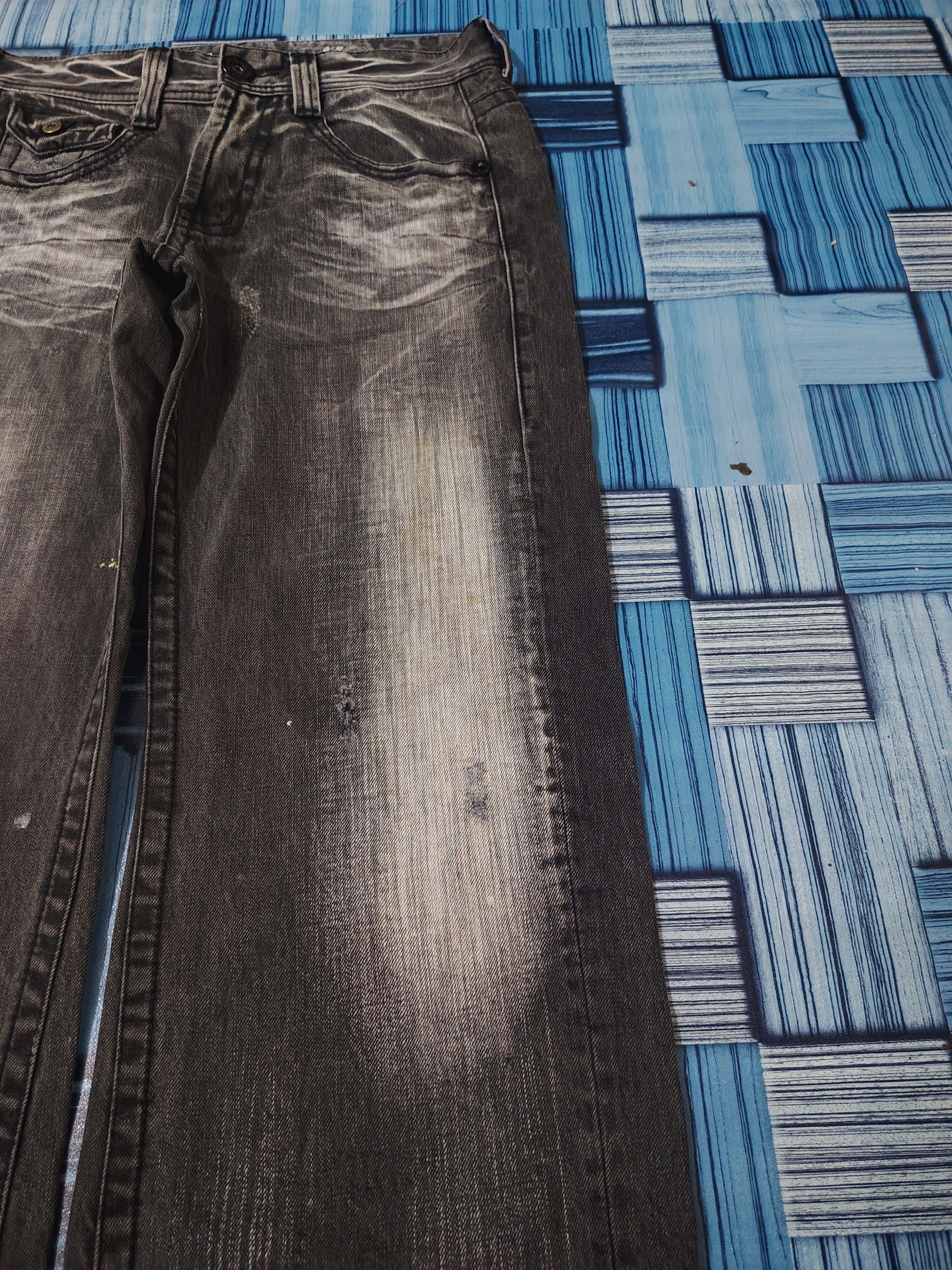 If Six Was Nine Buckaroo Distressed Denim Flared Jeans Baggy Style Buckle Size US 31 - 4 Thumbnail