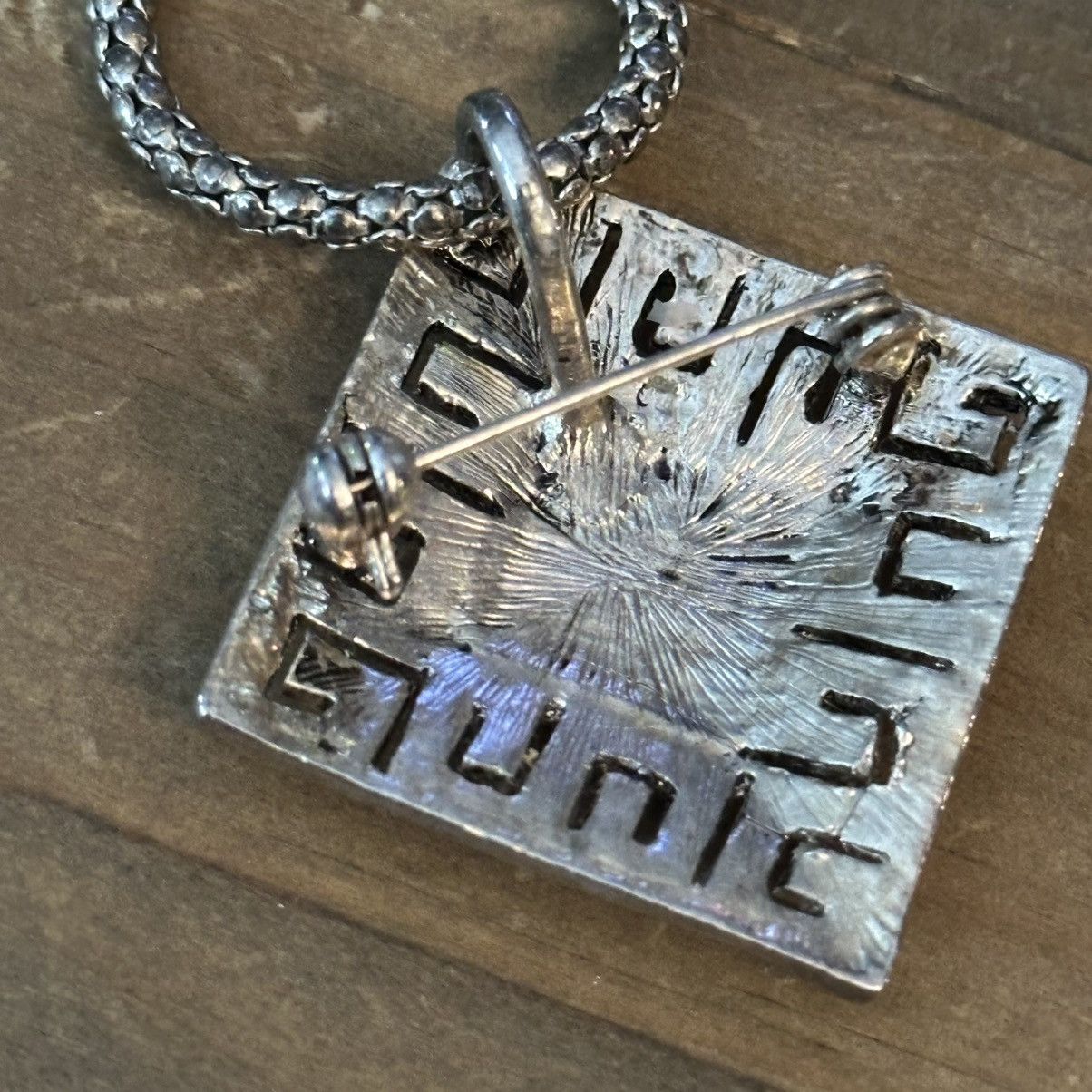 Other Silver tone square marcasite pendant/brooch necklace Size ONE SIZE - 4 Thumbnail