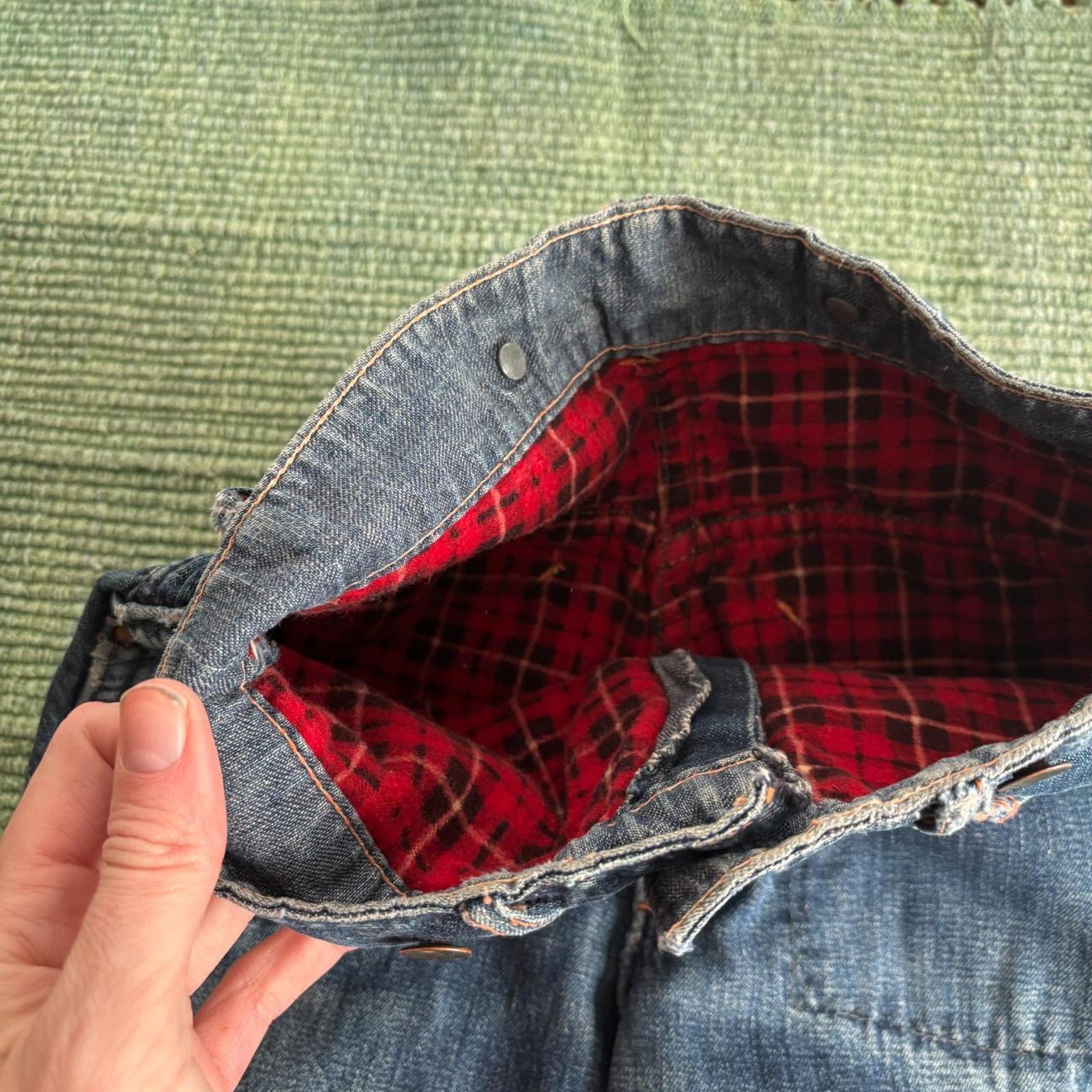 Vintage 1940s 50s Sanforzied Flannel Lined Denim Jeans 22x22.5 Size 22" - 4 Thumbnail