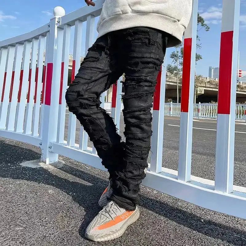 Japanese Brand × Jean Destruction Waxed Jeans y2k retro trousers Size US 32 / EU 48 - 2 Thumbnail