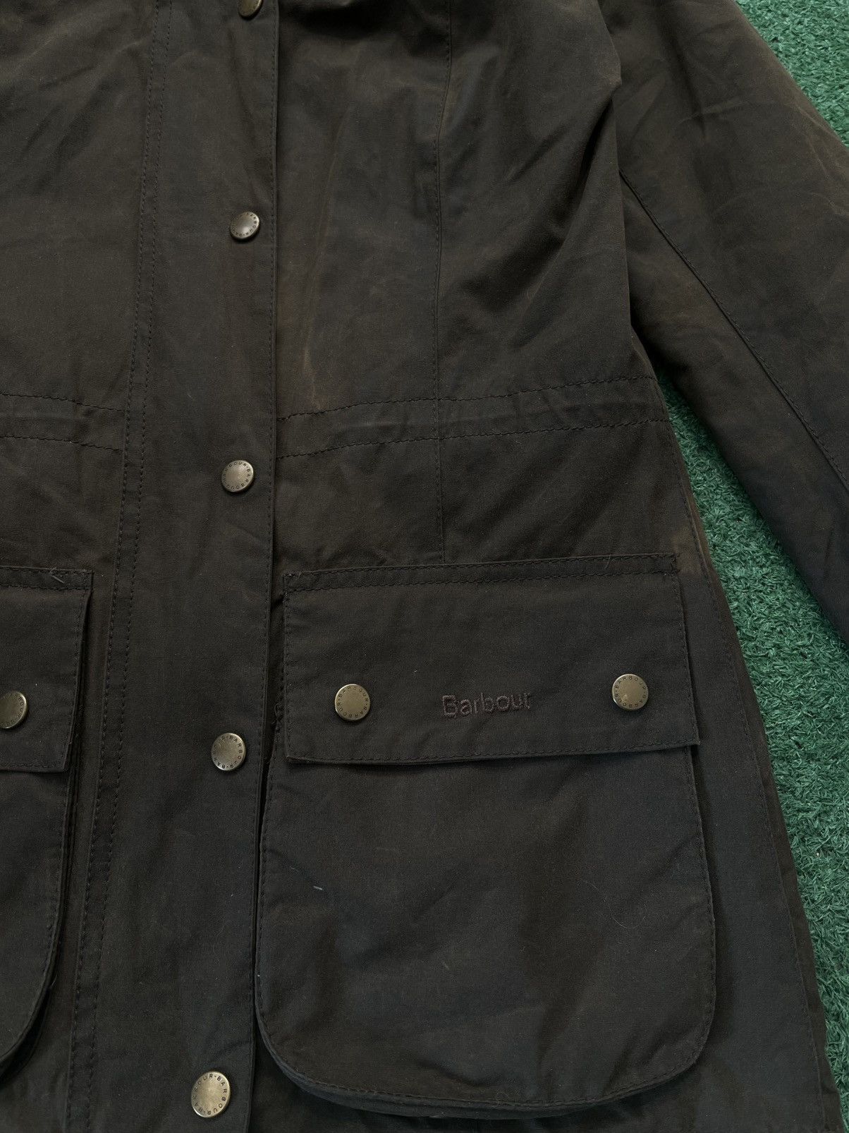 Barbour × Vintage Barbour Wax Parka Jacket Women Tartan Khaki Brown Size S / US 4 / IT 40 - 6 Thumbnail