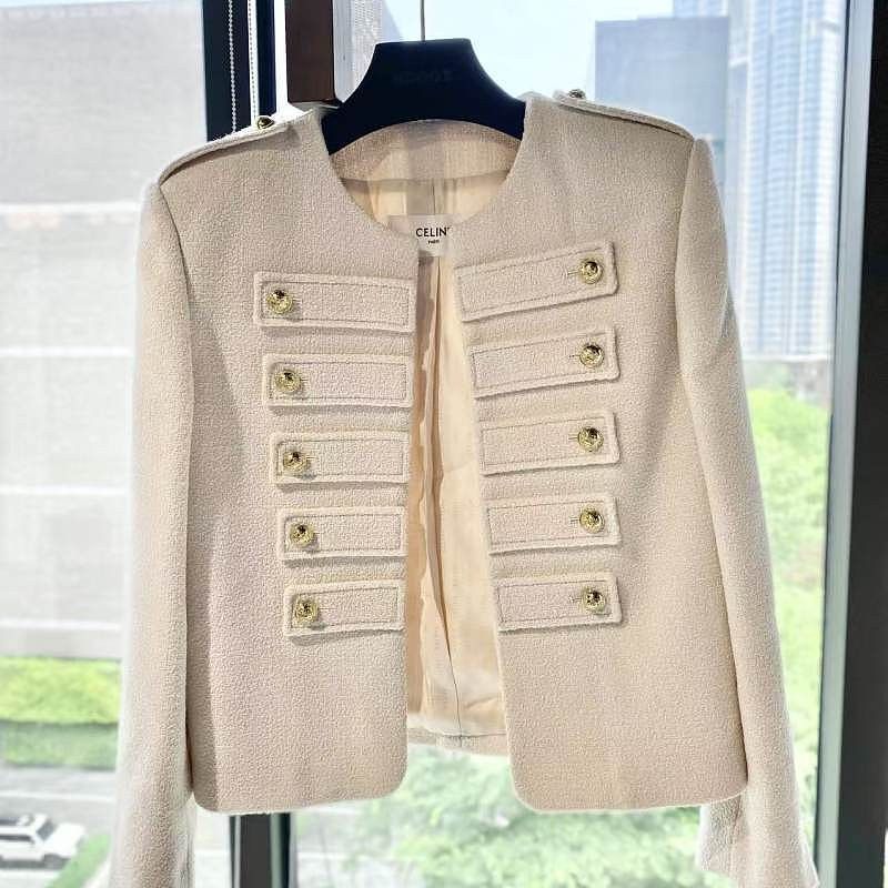 Celine Celine Cream Tweed Military Jacket Size 36 Size XS / US 0-2 / IT 36-38 - 1 Thumbnail
