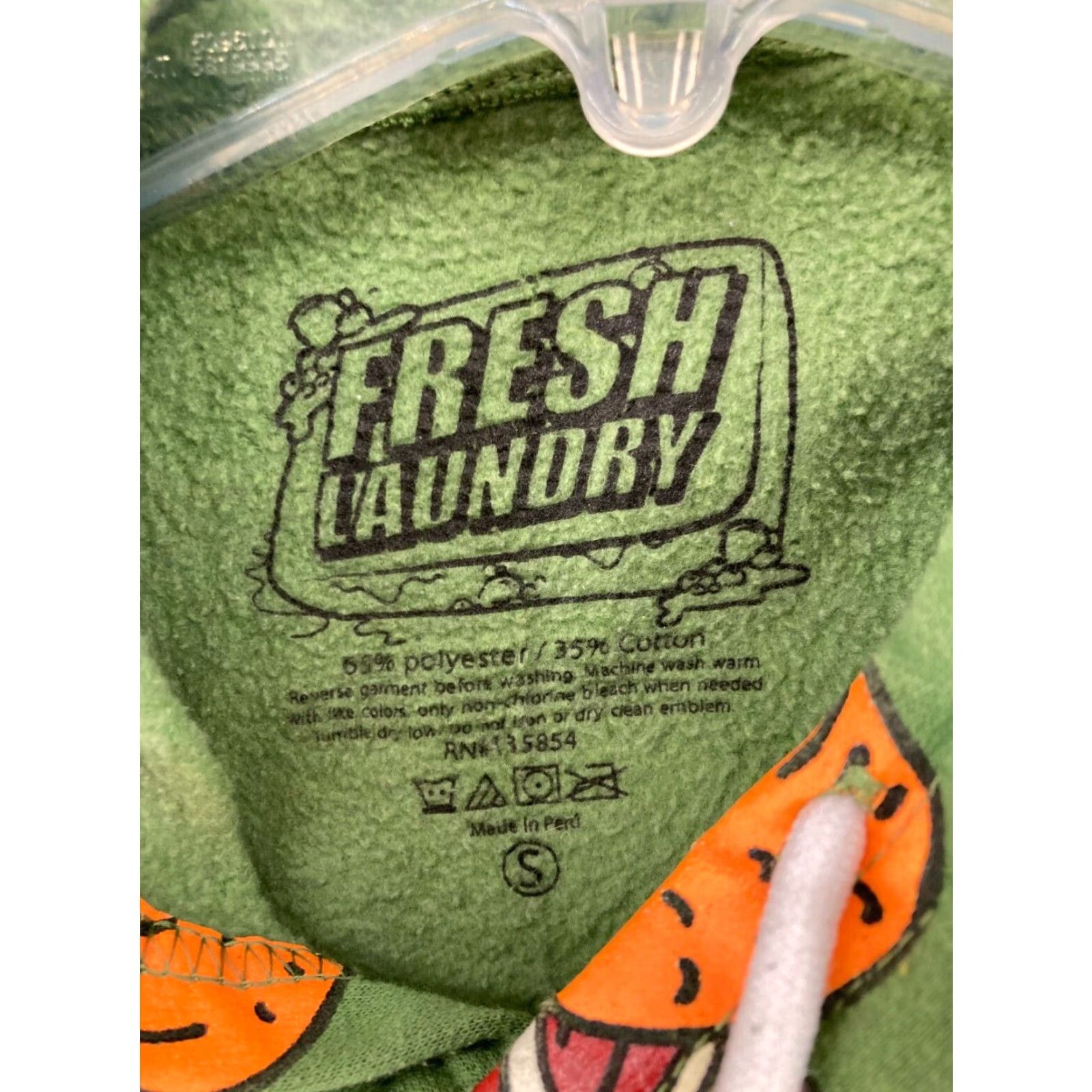 Vintage FRESH LAUNDRY Hoodie Womens Small Green V-Neck Hooded Pockets Graphic Print Mushroom 2018 Hipster Style Fall Winter 70s? Size S / US 4 / IT 40 - 6 Thumbnail