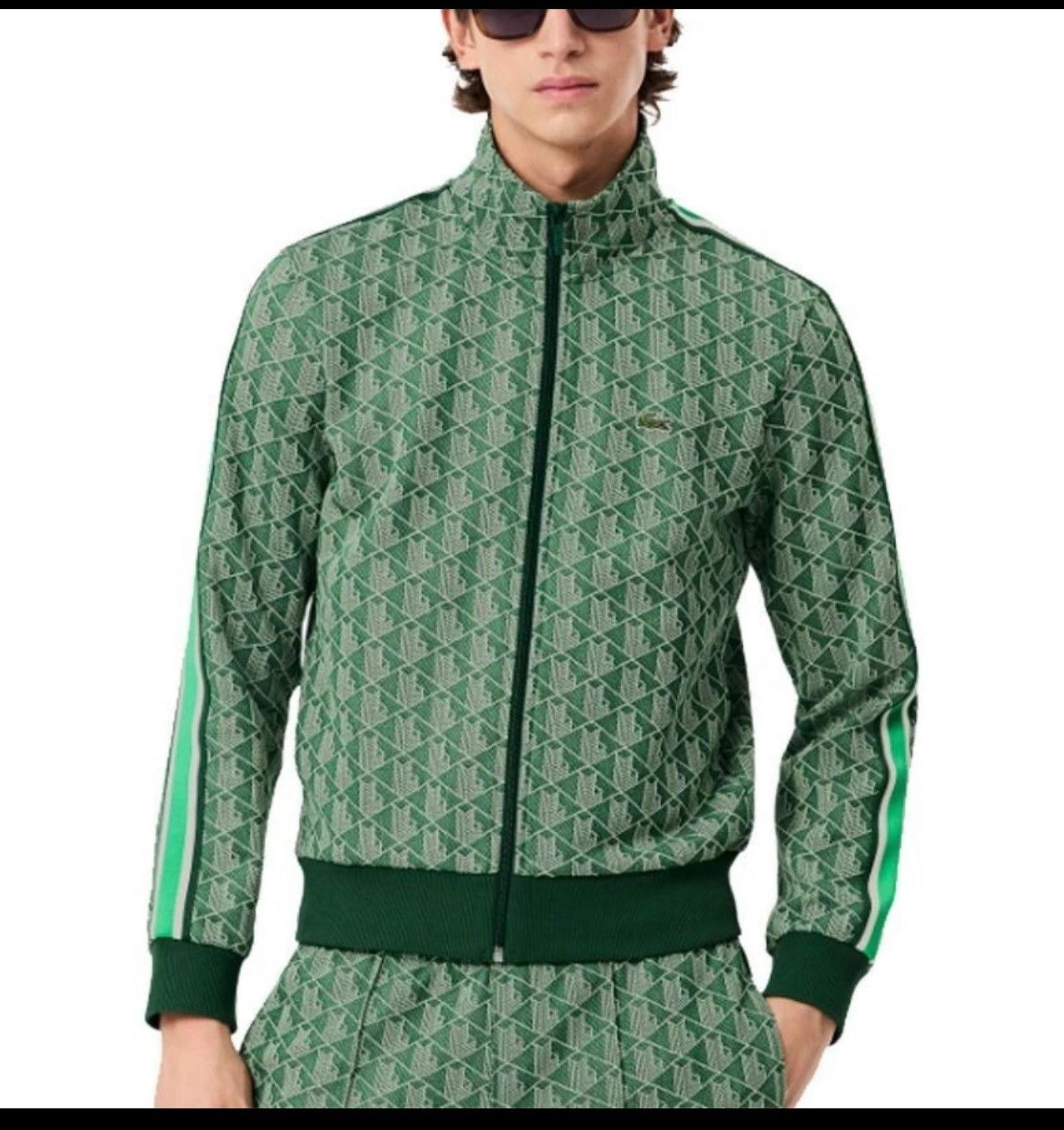 Lacoste Lacisye zop-fromt patterned blocked sweatshirt Size US L / EU 52-54 / 3 - 1 Thumbnail