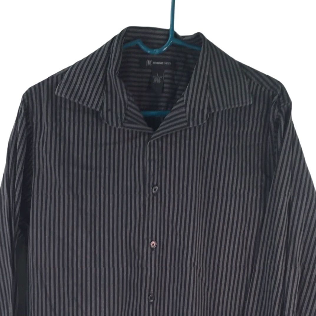 Vintage INC International Concepts Shirt Mens Size L Black Striped Button Front Shirt Button-Up Long Sleeve Size US L / EU 52-54 / 3 - 2 Thumbnail