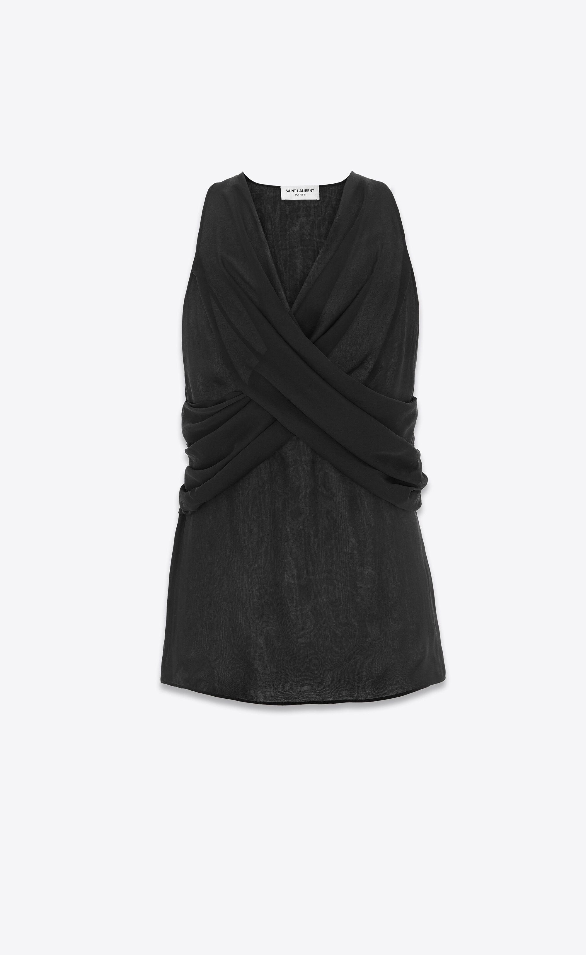 Saint Laurent Paris o1s1wg110825 780080 Crossover Tank Top Silk Muslin Black Size US M / EU 48-50 / 2 - 1 Thumbnail