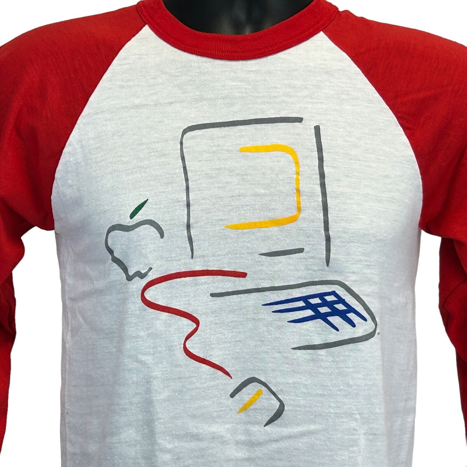 Vintage Vintage 80s Apple Computers Raglan T Shirt Picasso X-Small Size US XS / EU 42 / 0 - 1 Thumbnail