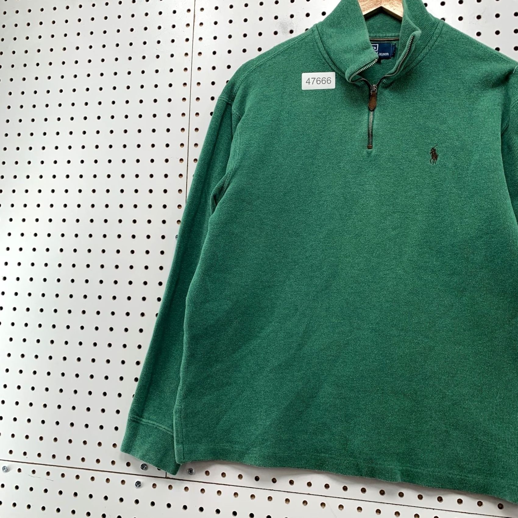 Polo Ralph Lauren Polo Ralph Lauren Sweater Mens M Green 1/4 Zip Leather Tab Full Zip Mock Neck Casual Knit Sweatshirt Size US M / EU 48-50 / 2 - 5 Thumbnail