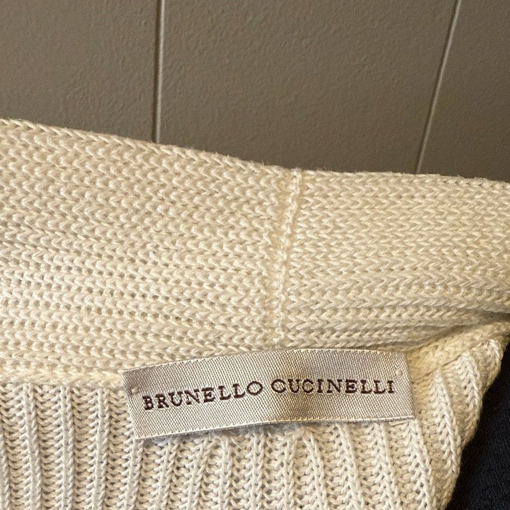 Brunello Cucinelli Brunello Cucinelli Women’s Medium White Knit Cardigan with Size M / US 6-8 / IT 42-44 - 2 Thumbnail