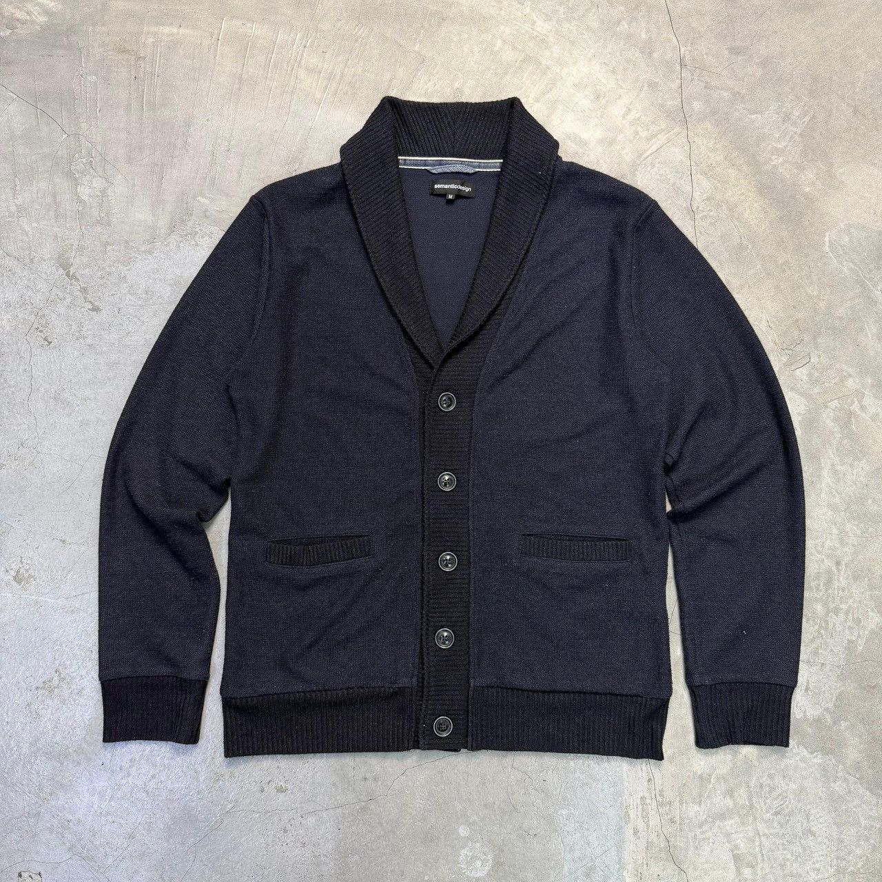 semanticdesign Semanticdesign Navy Shawl Collar Cardigan Sweater Size US M / EU 48-50 / 2 - 1 Thumbnail
