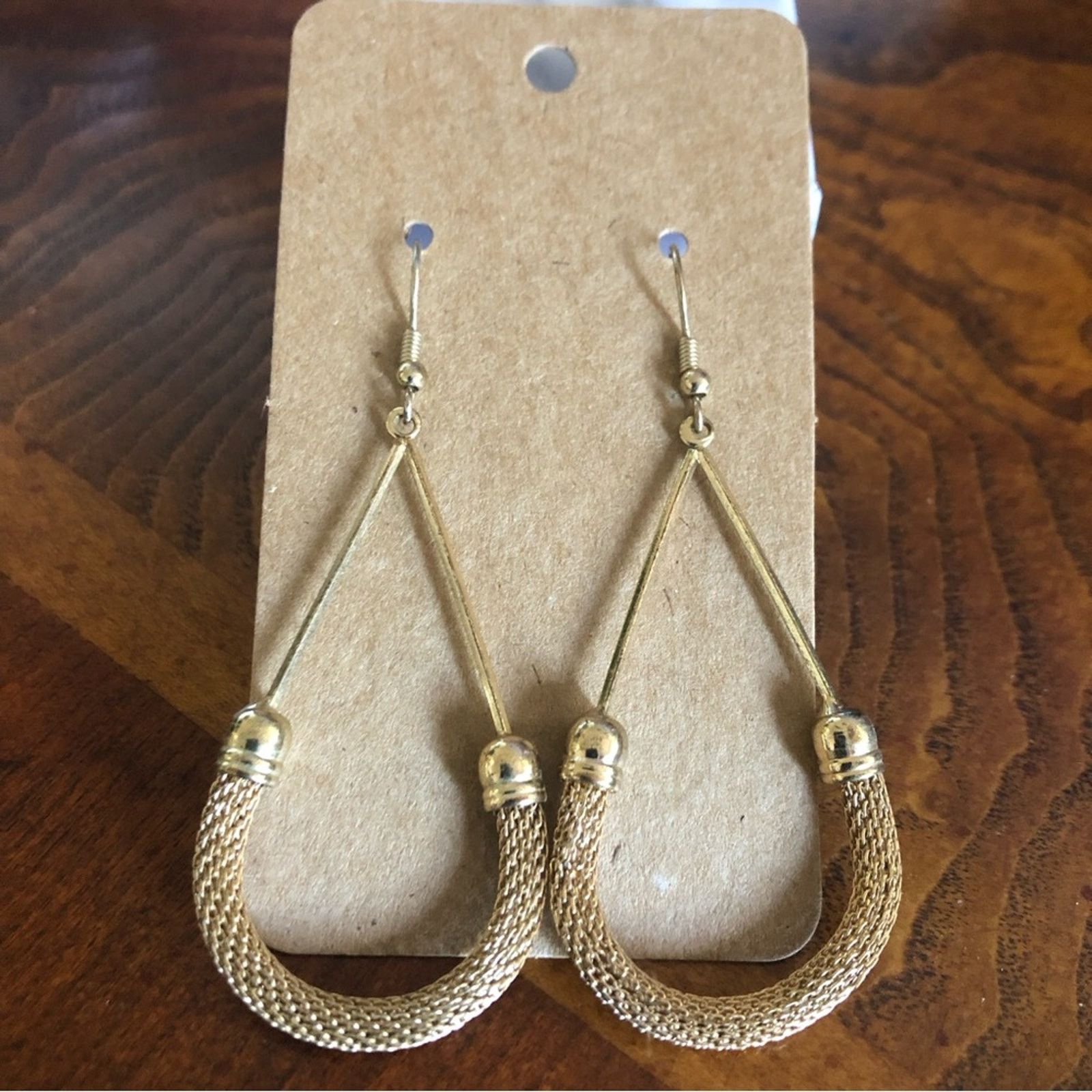 Jewelry Elegant Gold Tone Mesh Dangle Earrings, Women's