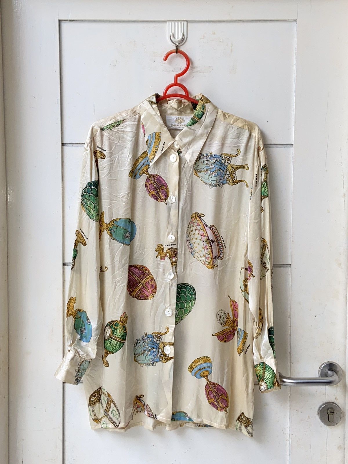 image of Designer Des Iles Patterned Shirt in Cream, Men's (Size Medium)