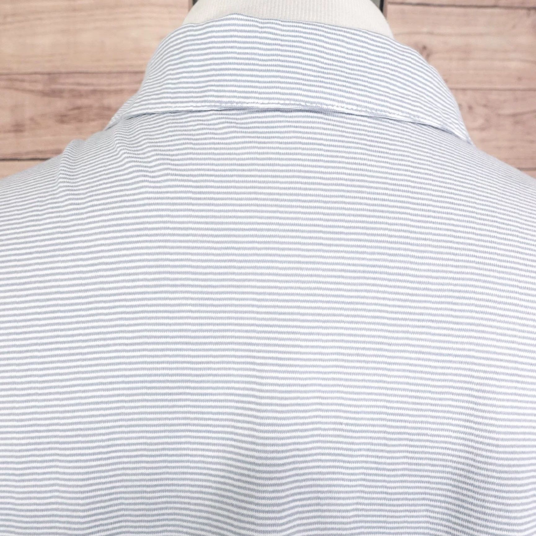 Vintage Robert Barakett Polo Shirt Mens XL Blue White Micro Stripe Short Sleeve Size US XL / EU 56 / 4 - 6 Thumbnail