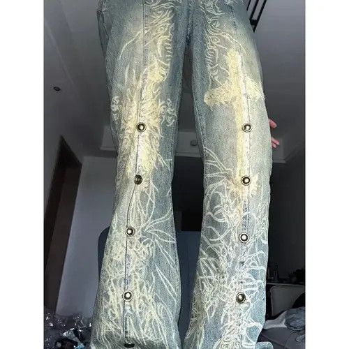 Jean washed old tattoo jeans Size 32" / US 10 / IT 46 - 2 Thumbnail