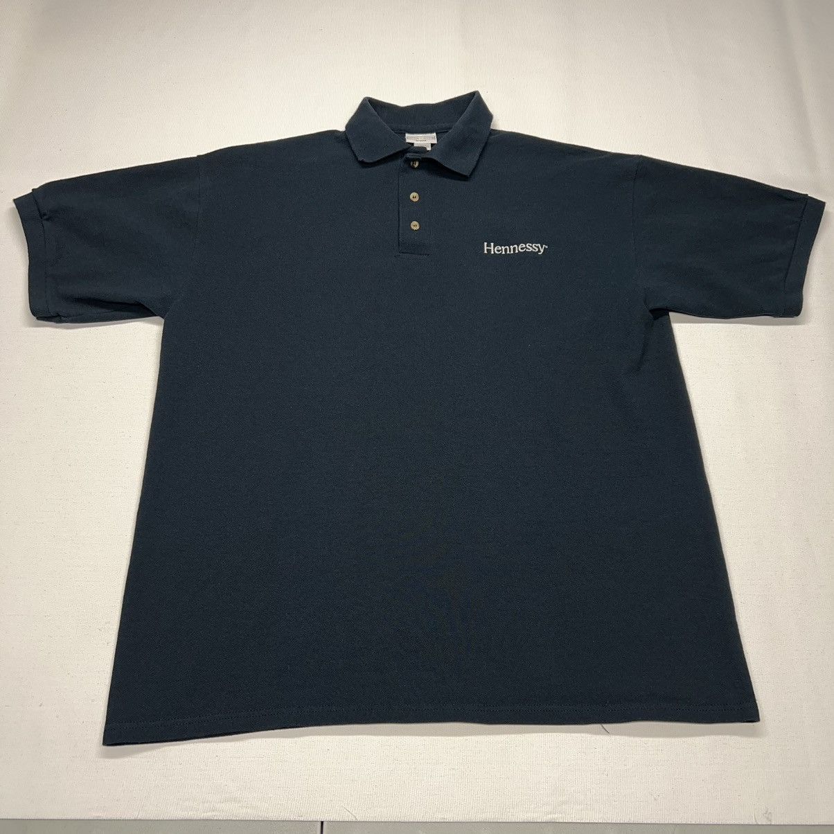Hennessy Polo Shirt Black Embroidered Liquor Promo Anvil Y2K