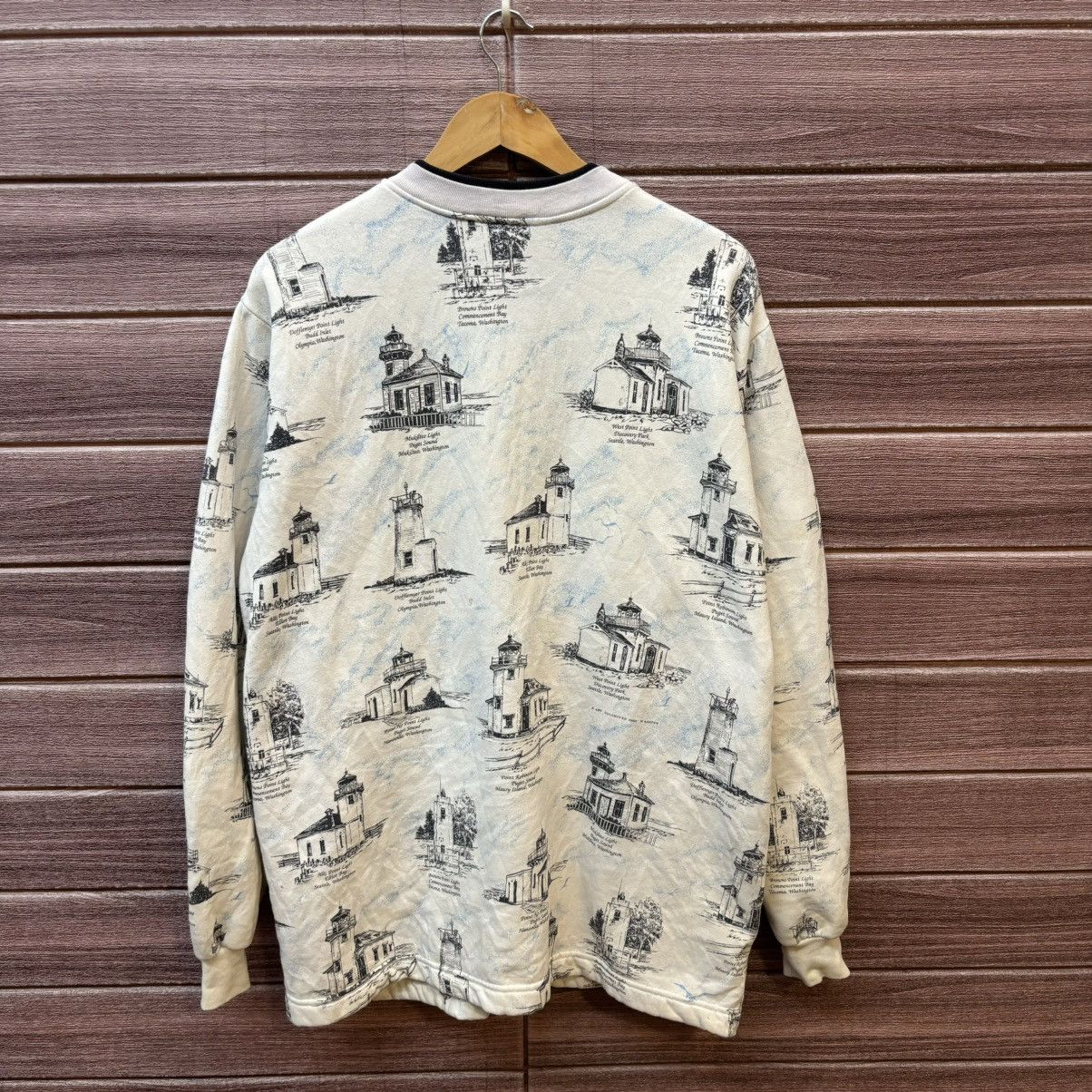 Vintage Vintage Washington State Lighthouses All Over Print Sweater Size US XL / EU 56 / 4 - 6 Thumbnail