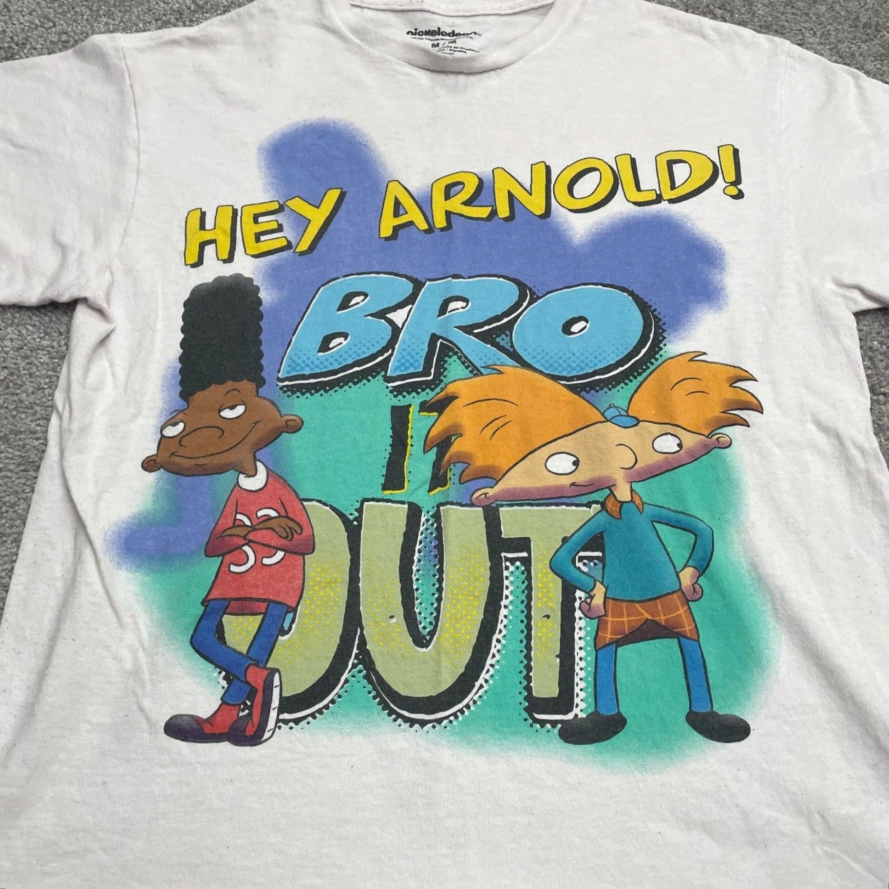 Nickelodeon VINTAGE Nickelodeon Hey Arnold Bro It Out T-Shirt Women M White Graphic 90s Cartoon Retro Shirt Size M / US 6-8 / IT 42-44 - 3 Thumbnail