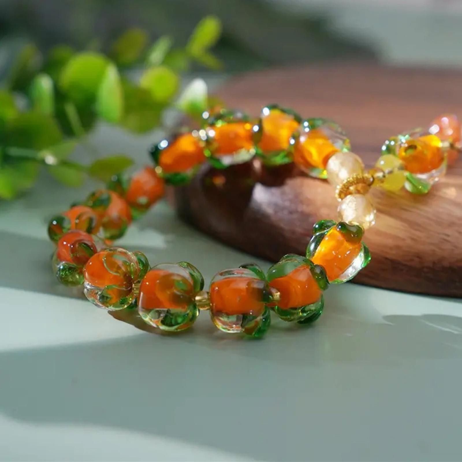 Designer Fruity Orange And Green Beaded Bracelet NWT Size ONE SIZE - 5 Thumbnail