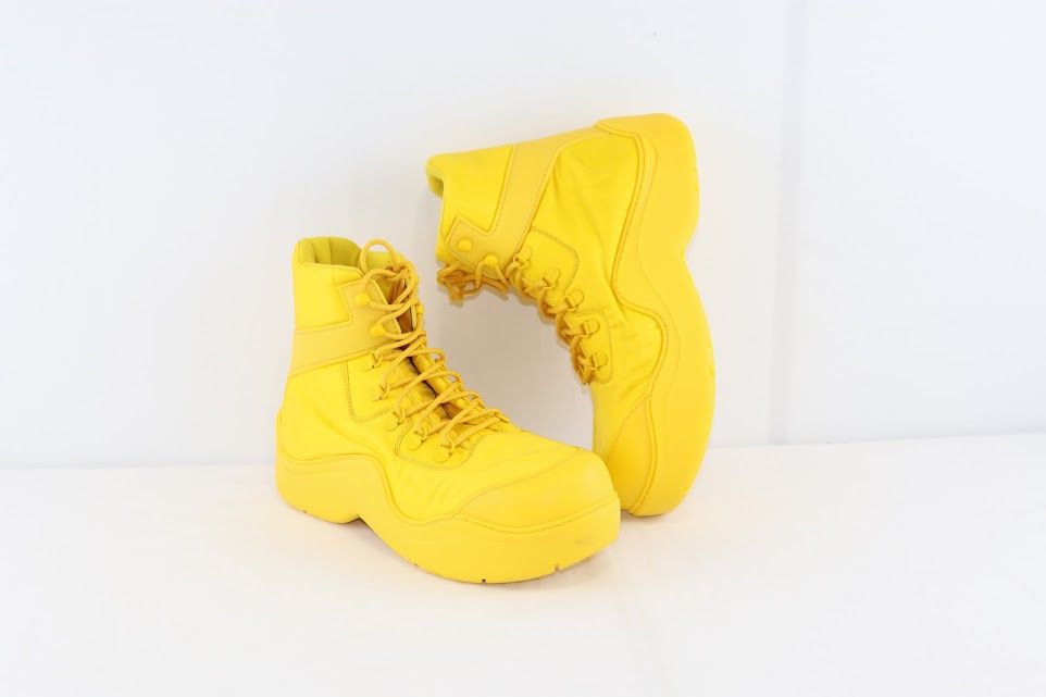 Bottega Veneta o1rshd1 Puddle Bomber Fabric Boots in Egg Yolk Color Size US 11 / EU 44 - 9 Thumbnail