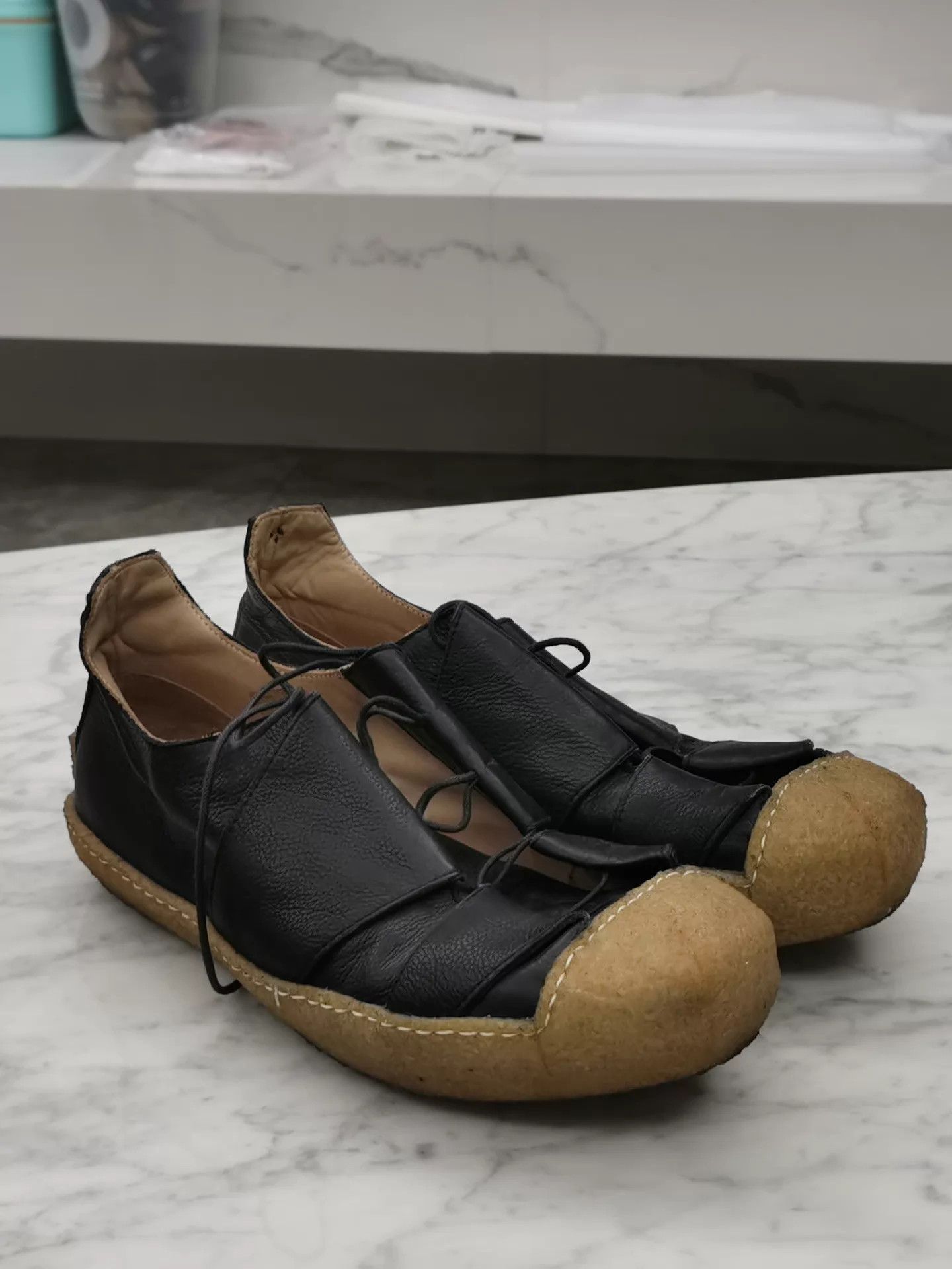 Ma+ m.a+ Edgy Black Leather Rugged Rubber Sole 42 (43) Size US 9 / EU 42 - 4 Thumbnail