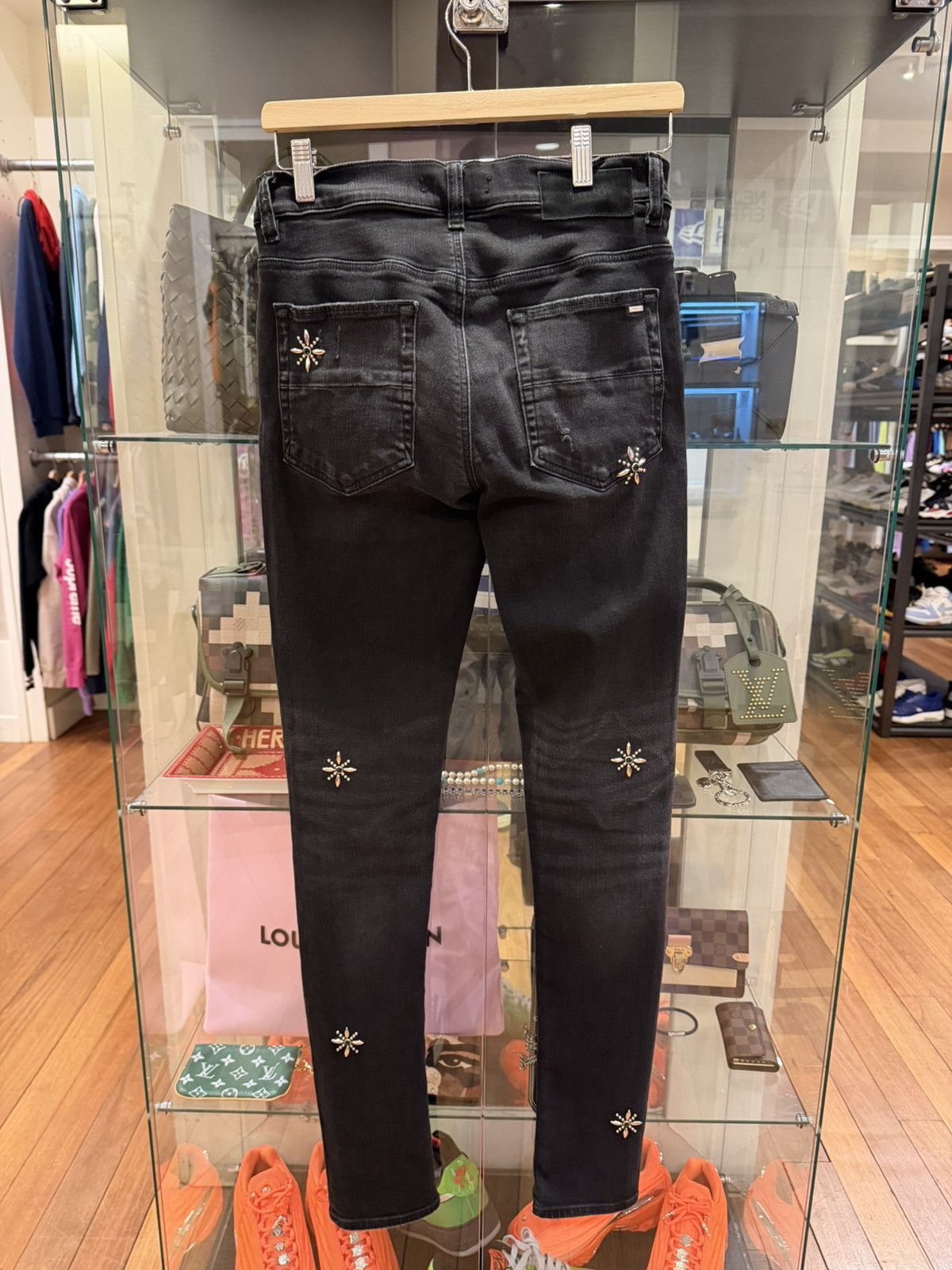 Amiri Amiri MX1 Flower Studs w/ Blue Patches - Black Size US 30 / EU 46 - 2 Thumbnail