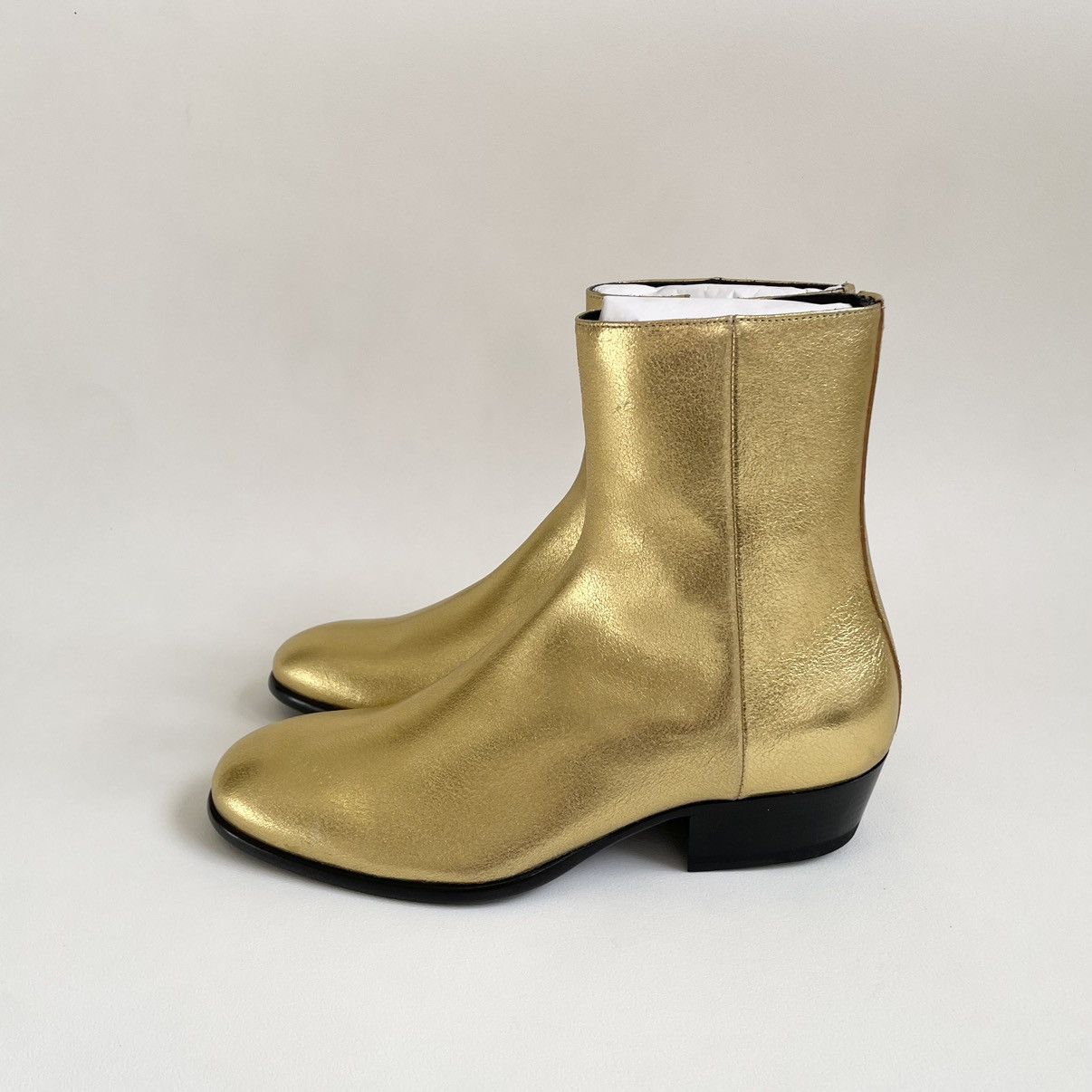 Maison Margiela S/S 17 Cuban Heel 'Gold Leather' Boots Size US 8 / EU 41 - 7 Thumbnail