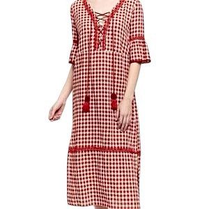 Other POL red and white gingham lace up flutter sleeve dress Size S / US 4 / IT 40 - 1 Thumbnail