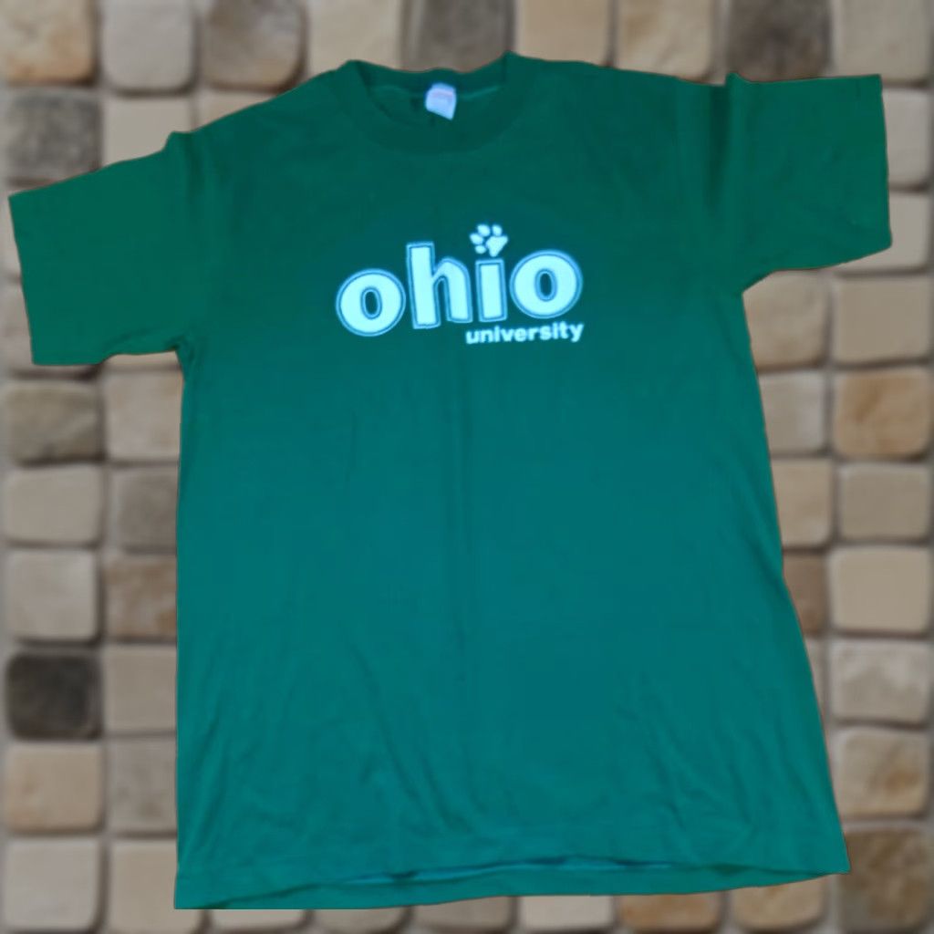 Vintage Sportswear T-Shirt USA Printed Ohio University Green XL Stitched Single Stitch Mens Shirt Size XL Green USA Printed Shirt Size US XL / EU 56 / 4 - 1 Thumbnail