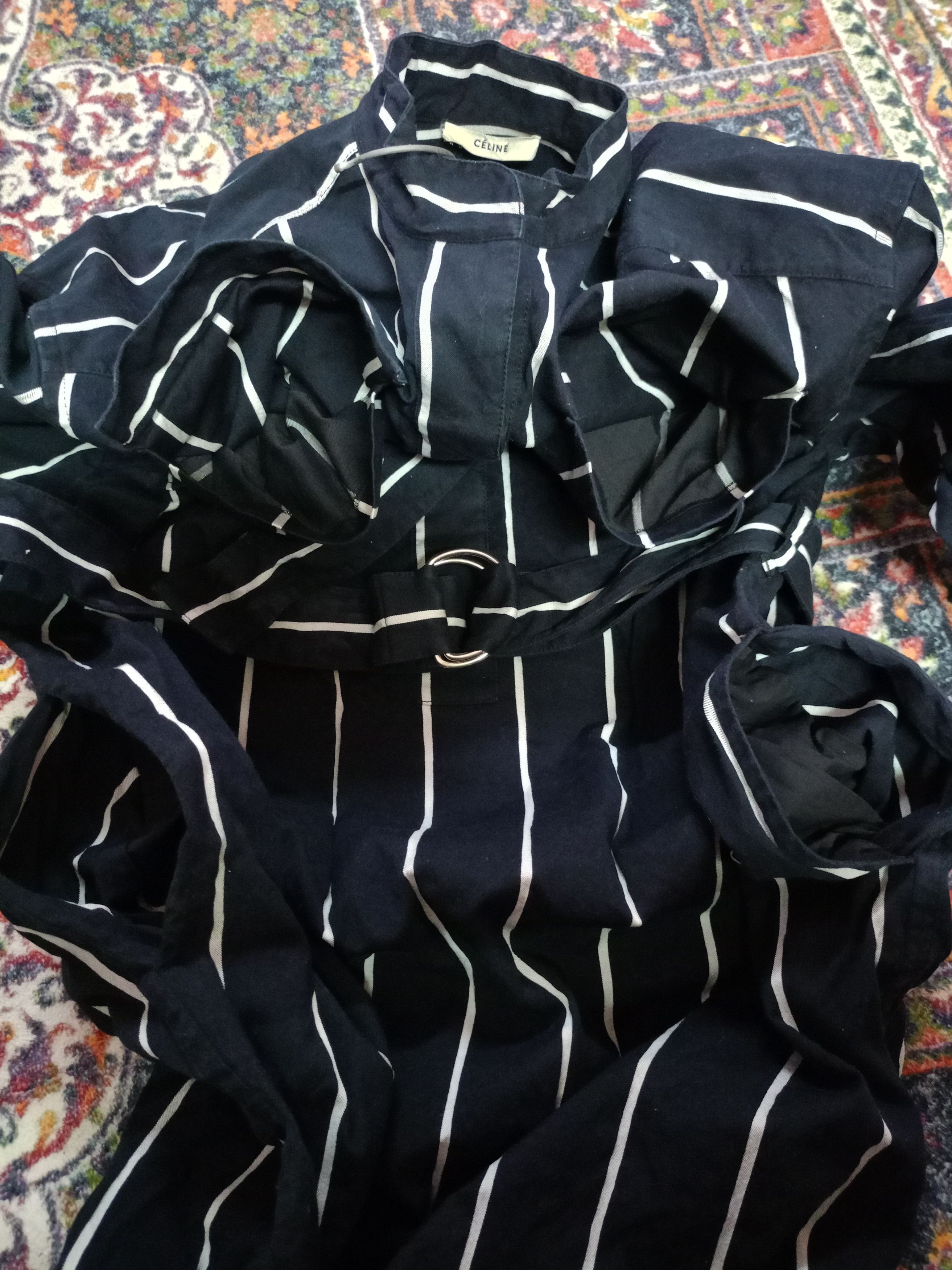Celine CÈLINE navy stripe dress cotton viscose Size M / US 6-8 / IT 42-44 - 4 Thumbnail