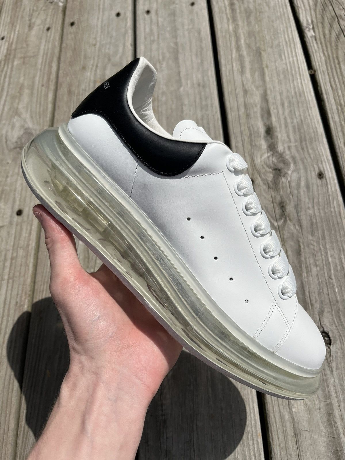 Alexander McQueen Alexander McQueen Oversized Clear Sole Sneaker (White/Black) Size US 8.5 / EU 41-42 - 1 Thumbnail