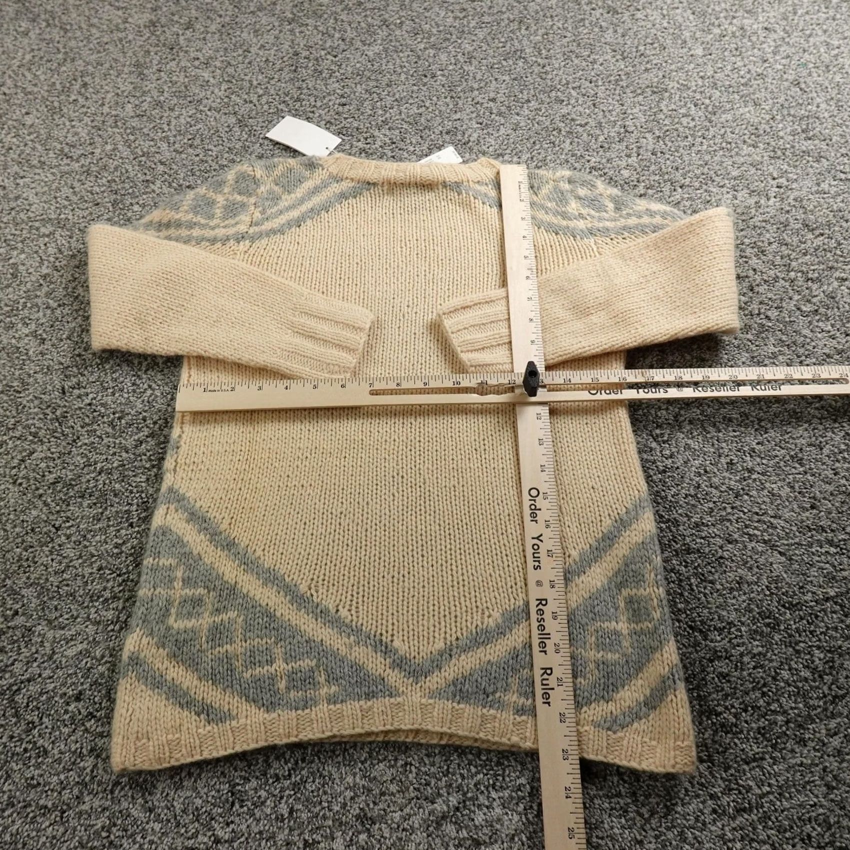 J.Crew J.CREW Sweater Women's XS Beige Geometric Wool Cashmere Tunic Pullover Crew Neck Long Sleeve Knit Heavyweight Vintage: No Size XS / US 0-2 / IT 36-38 - 7 Thumbnail