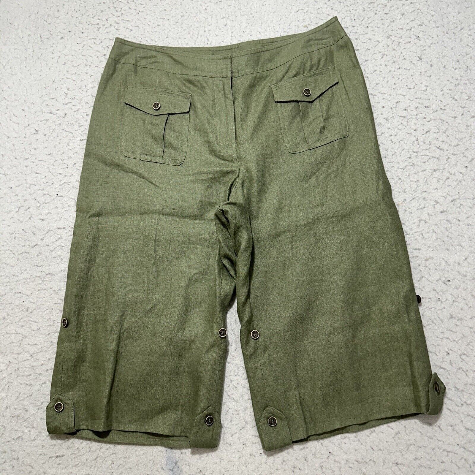 Other Style & Co 6 Pure Linen Green Straight Leg Capri Pants Size 28" / US 6 / IT 42 - 1 Thumbnail