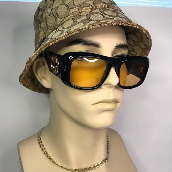 Gucci New Authentic Unisex GG1251S 001 Black/Yellow lenses Oversiz Size ONE SIZE - 1 Thumbnail