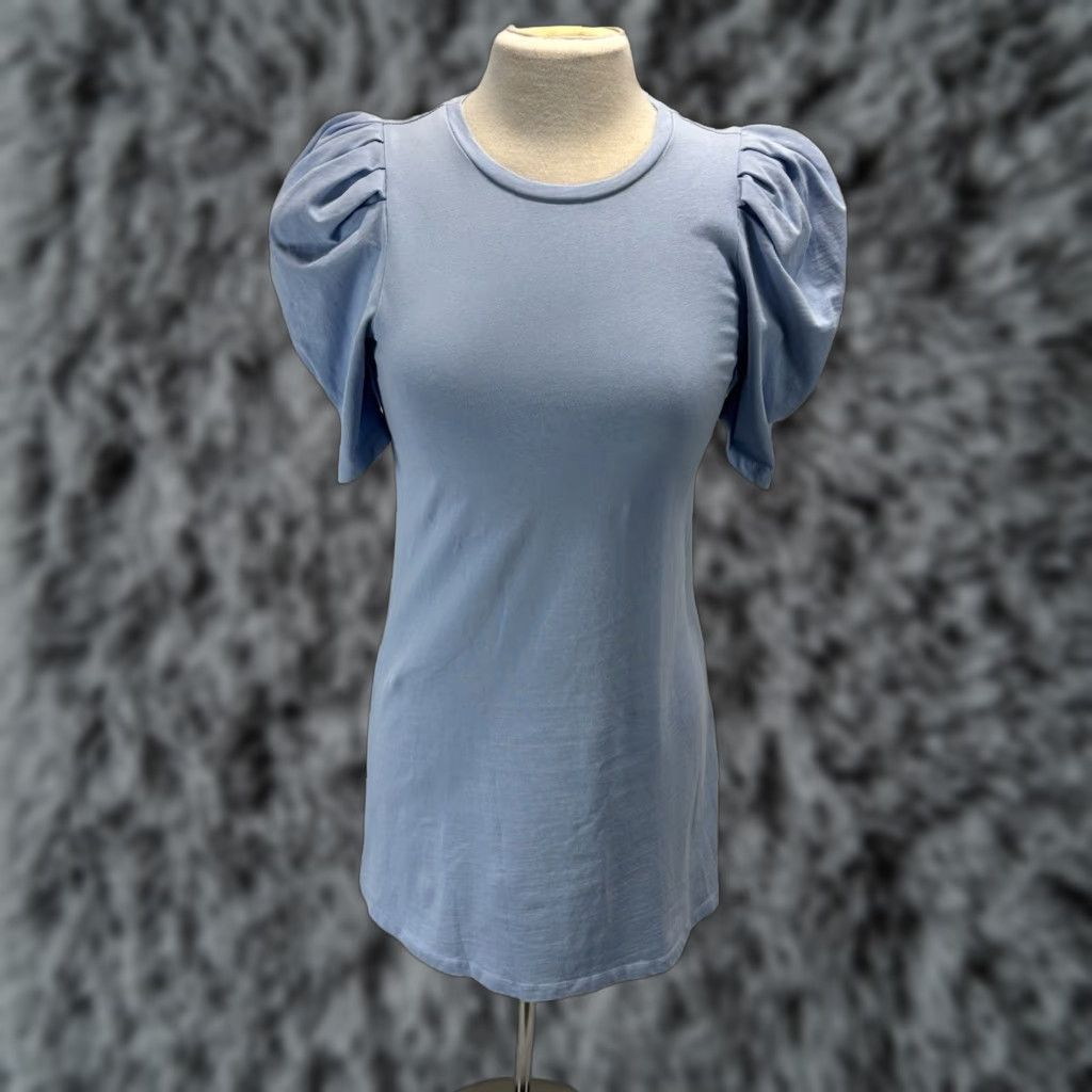 Vintage Pomander Place Stella Dress Women XS Blue Short Puff Sleeve A-Line Casual Size 26" / US 2 / IT 38 - 1 Thumbnail