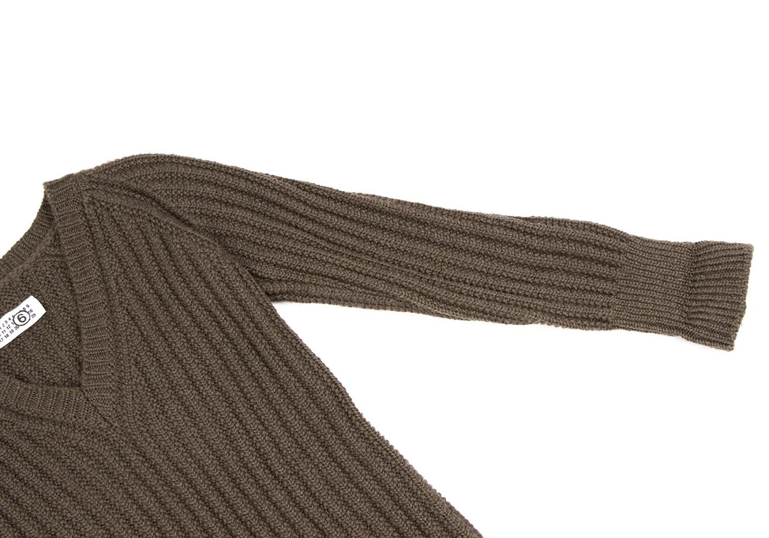 Maison Margiela Wool V-Neck Knit Sweater in Brown, Size S Size US S / EU 44-46 / 1 - 5 Thumbnail