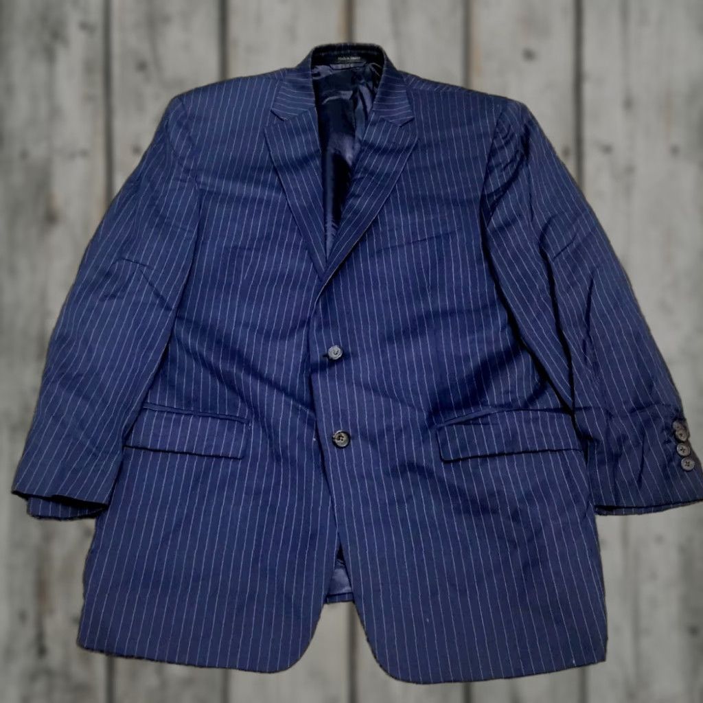 Polo Ralph Lauren VINTAGE Polo Ralph Lauren Pinstripe Indigo Rowing Blazer 44R Size US XXL / EU 58 / 5 - 1 Thumbnail