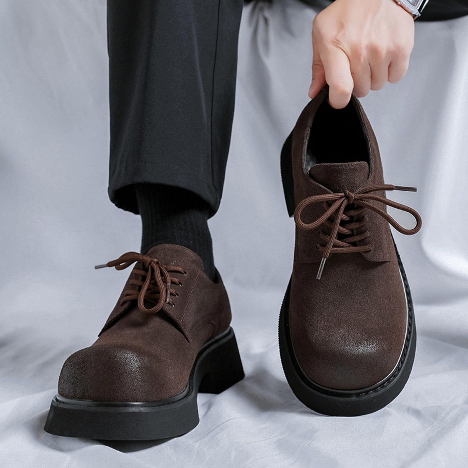 Other Stylish Brown Suede Lace-Up Shoes Size US 11 / EU 44 - 2 Thumbnail