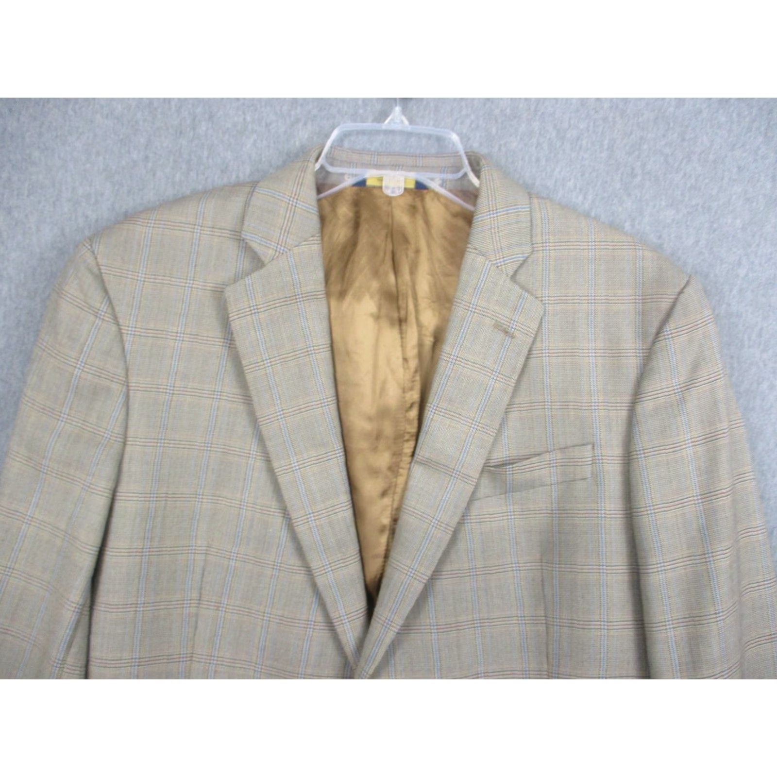 Brooks Brothers Brooks Brothers Blazer Mens 44 Beige Plaid Wool Fitzgerald Fit Sport Coat Jacket Size 44R - 2 Thumbnail