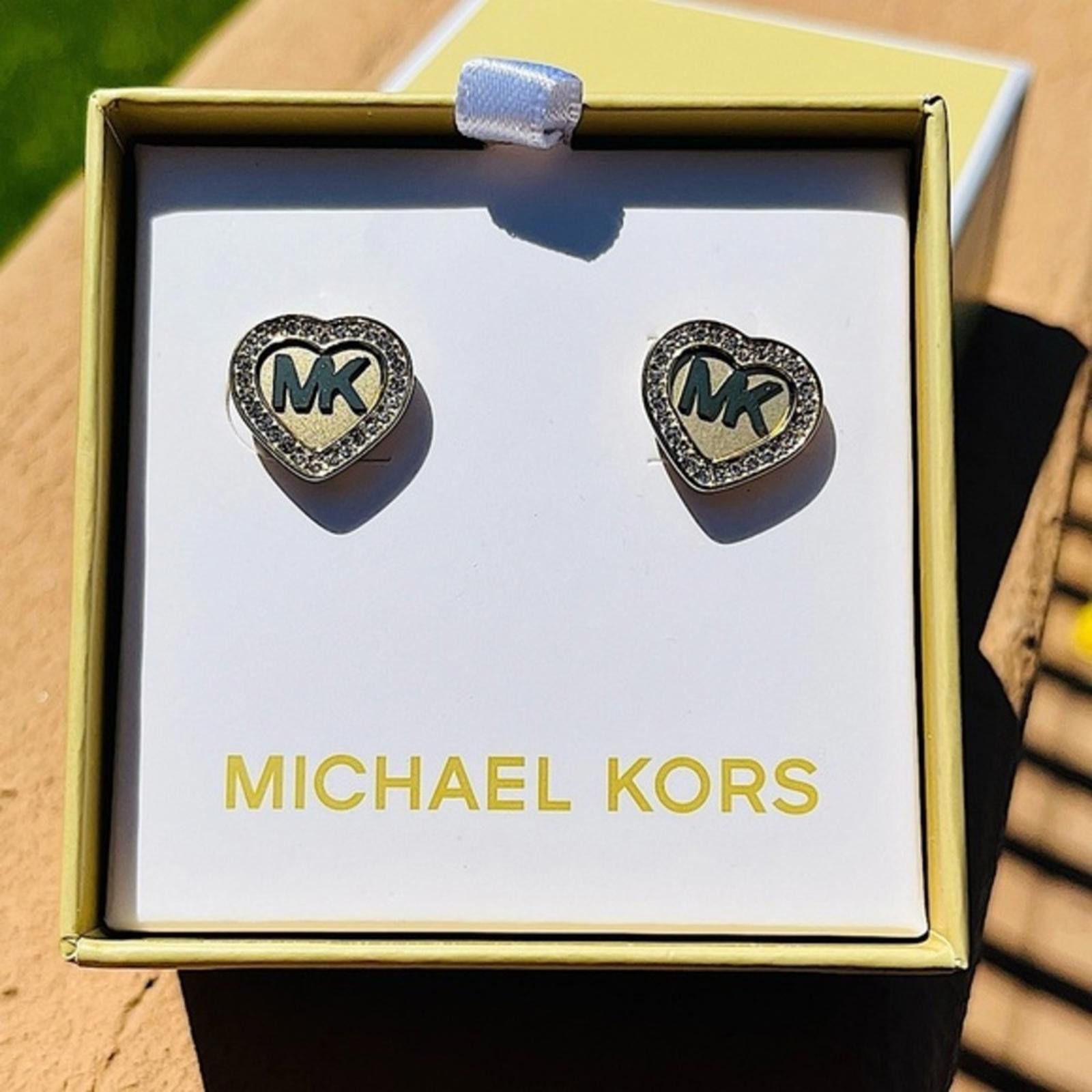 Michael Kors Michael Kors Gold Heart Stud Diamond Logo Earrings NWT Size ONE SIZE - 2 Thumbnail