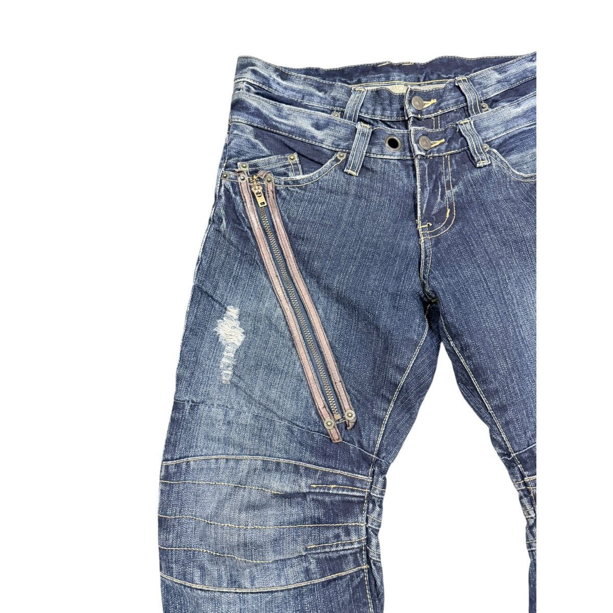 PPFM Vtg🔥PPFM Bondage Zipper Double Waist Curve Jeans Size US 32 / EU 48 - 9 Thumbnail