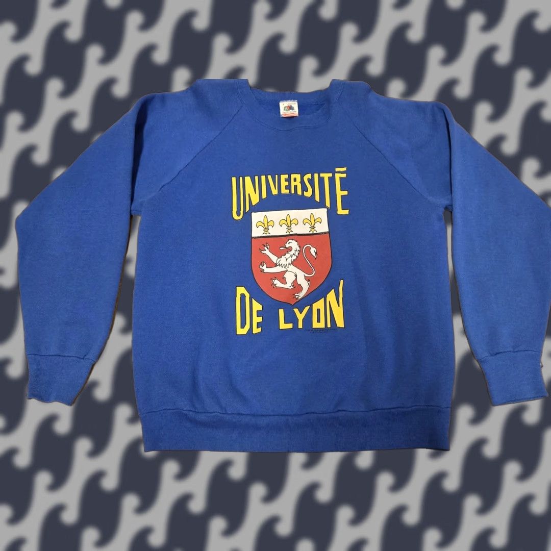 Fruit Of The Loom VINTAGE Université de Lyon Sweatshirt Mens Large Blue Crewneck Made USA 90s Size US L / EU 52-54 / 3 - 1 Thumbnail