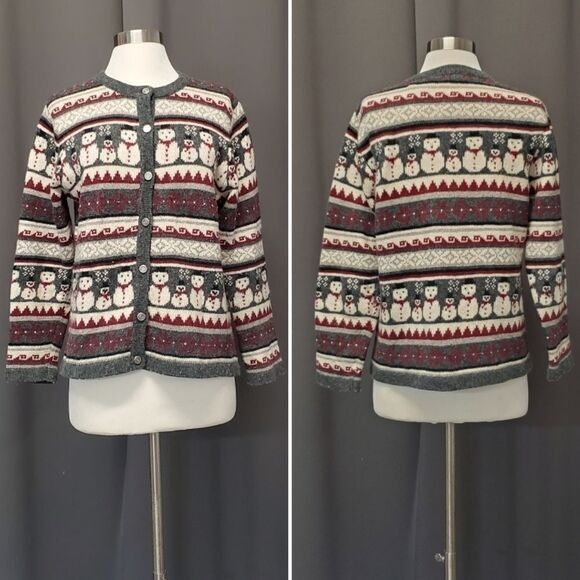 Croft & Barrow × Vintage Vintage 90s y2k Snowman Geometric Fair Isle Ski Cardigan Size S / US 4 / IT 40 - 5 Thumbnail