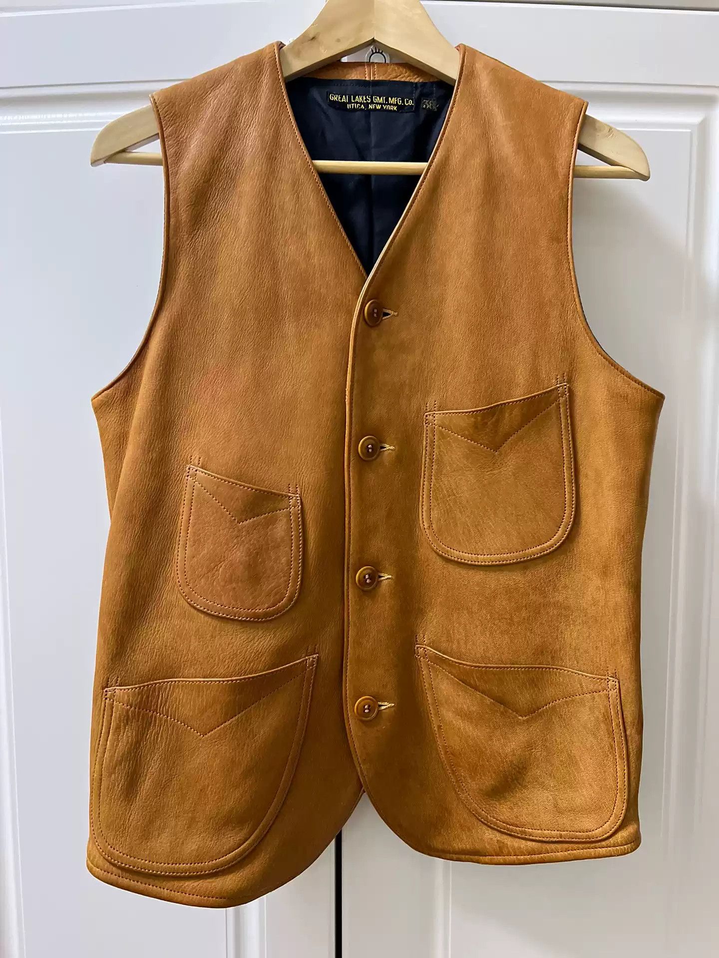 image of Freewheelers Darius Deerskin Vest in Brown, Men's (Size Medium)