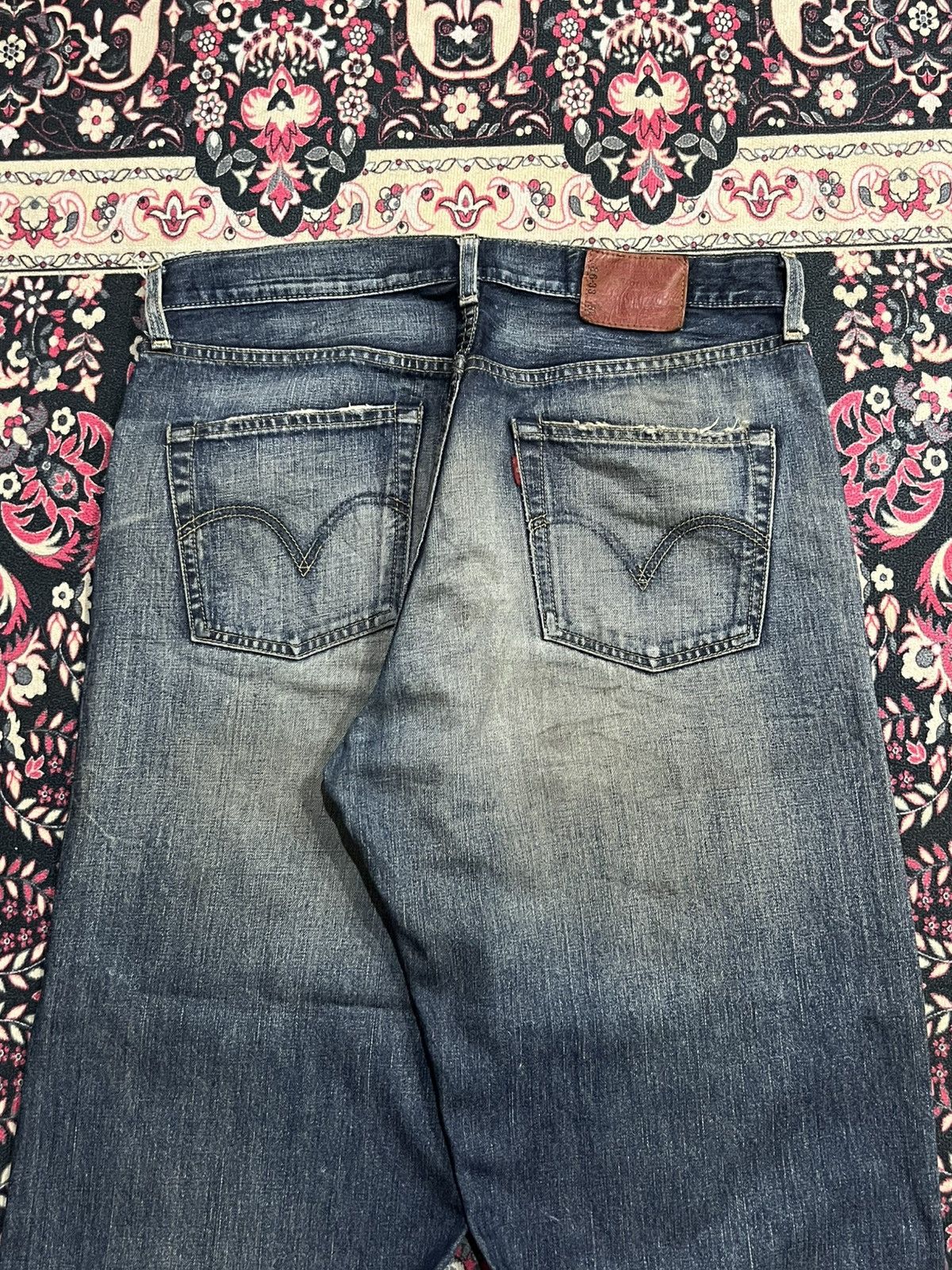Levi's Y2K Levi’s 504 Dark Blue Faded Washed Distressed Baggy Jeans Size US 36 / EU 52 - 7 Thumbnail