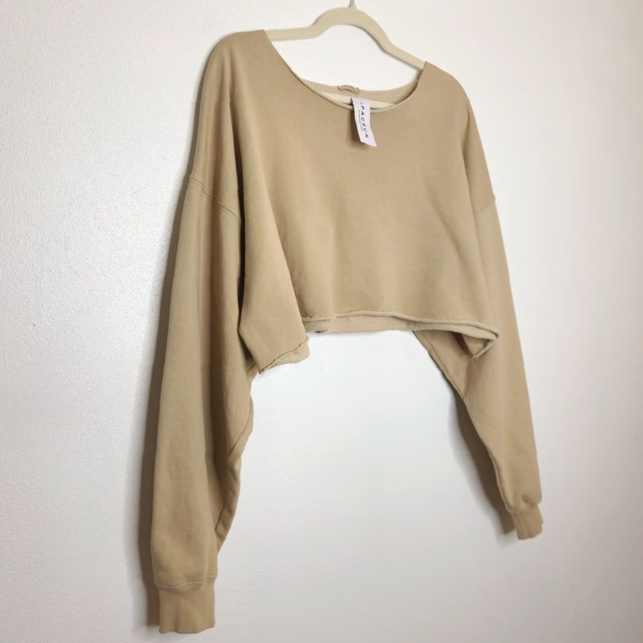 Vintage VINTAGE John Galt Shirt Womens One Size Tan NWT y2k Workou t Crop Sweatshirt Tank Khaki Potency? Size ONE SIZE - 2 Thumbnail